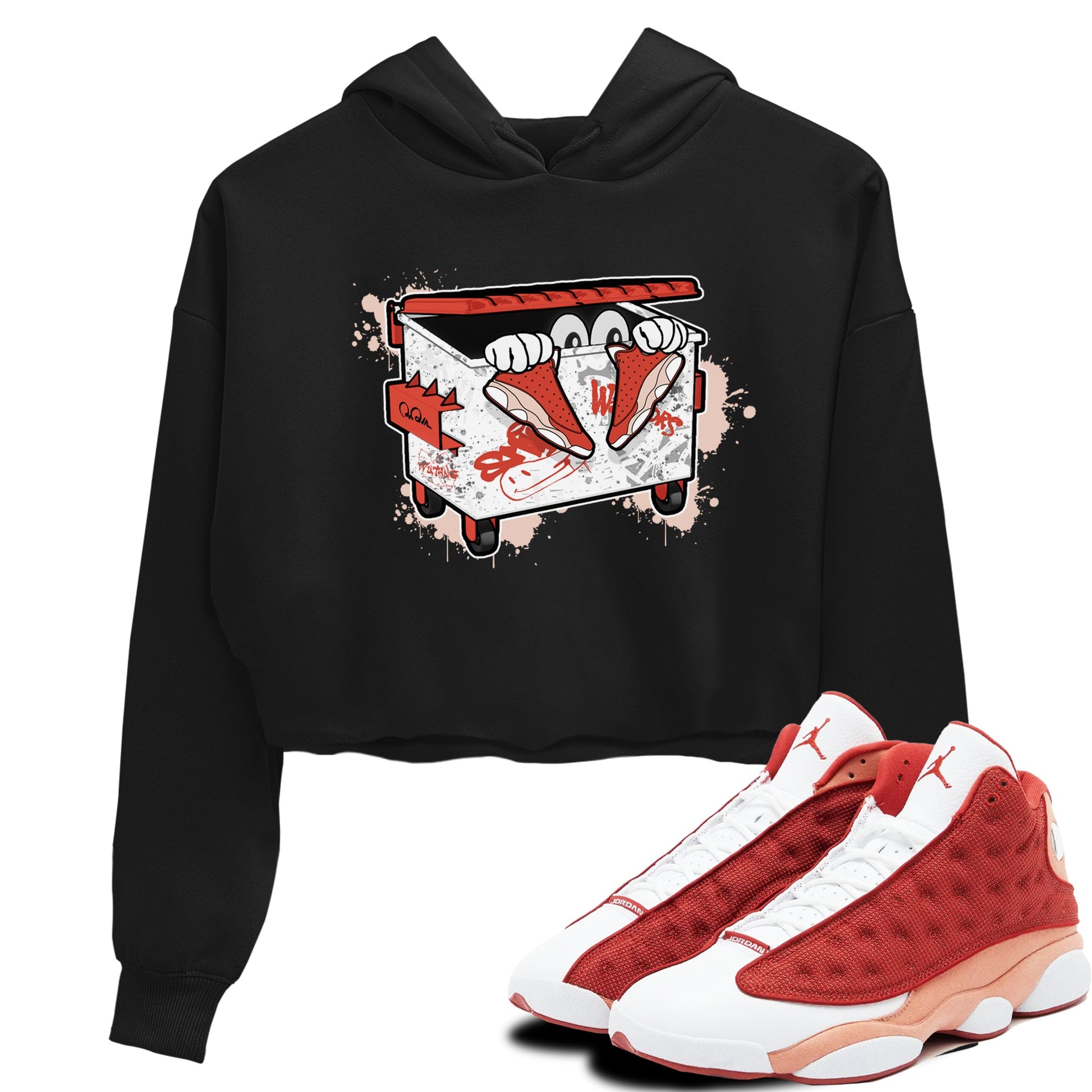 13s Dune Red shirts to match jordans Kick Trash sneaker match tees Air Jordan 13 Dune Red SNRT Sneaker Tees streetwear brand Black 1 crop tee