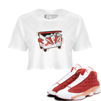 13s Dune Red shirts to match jordans Kick Trash sneaker match tees Air Jordan 13 Dune Red SNRT Sneaker Tees streetwear brand White 1 crop tee