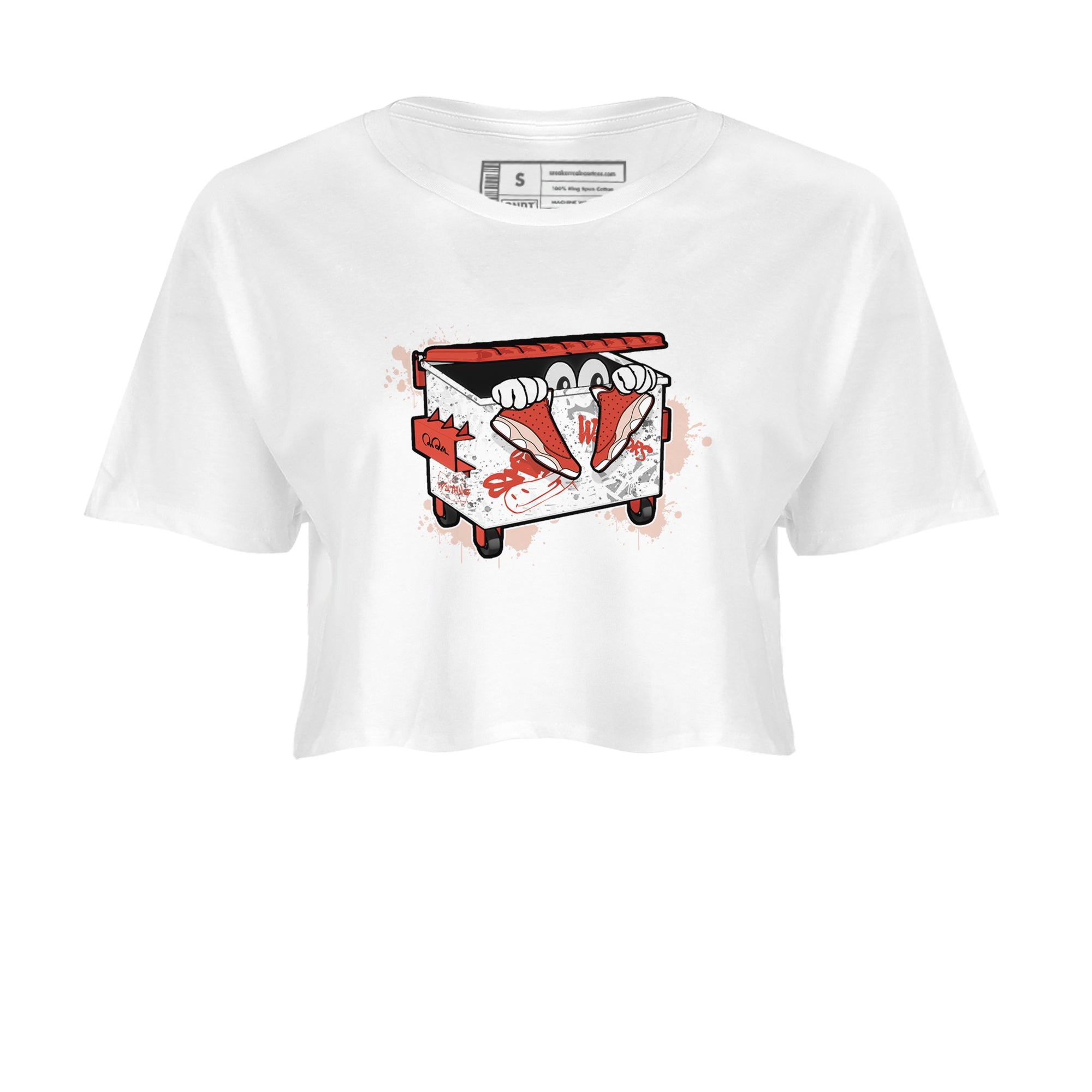13s Dune Red shirts to match jordans Kick Trash sneaker match tees Air Jordan 13 Dune Red SNRT Sneaker Tees streetwear brand White 2 crop tee