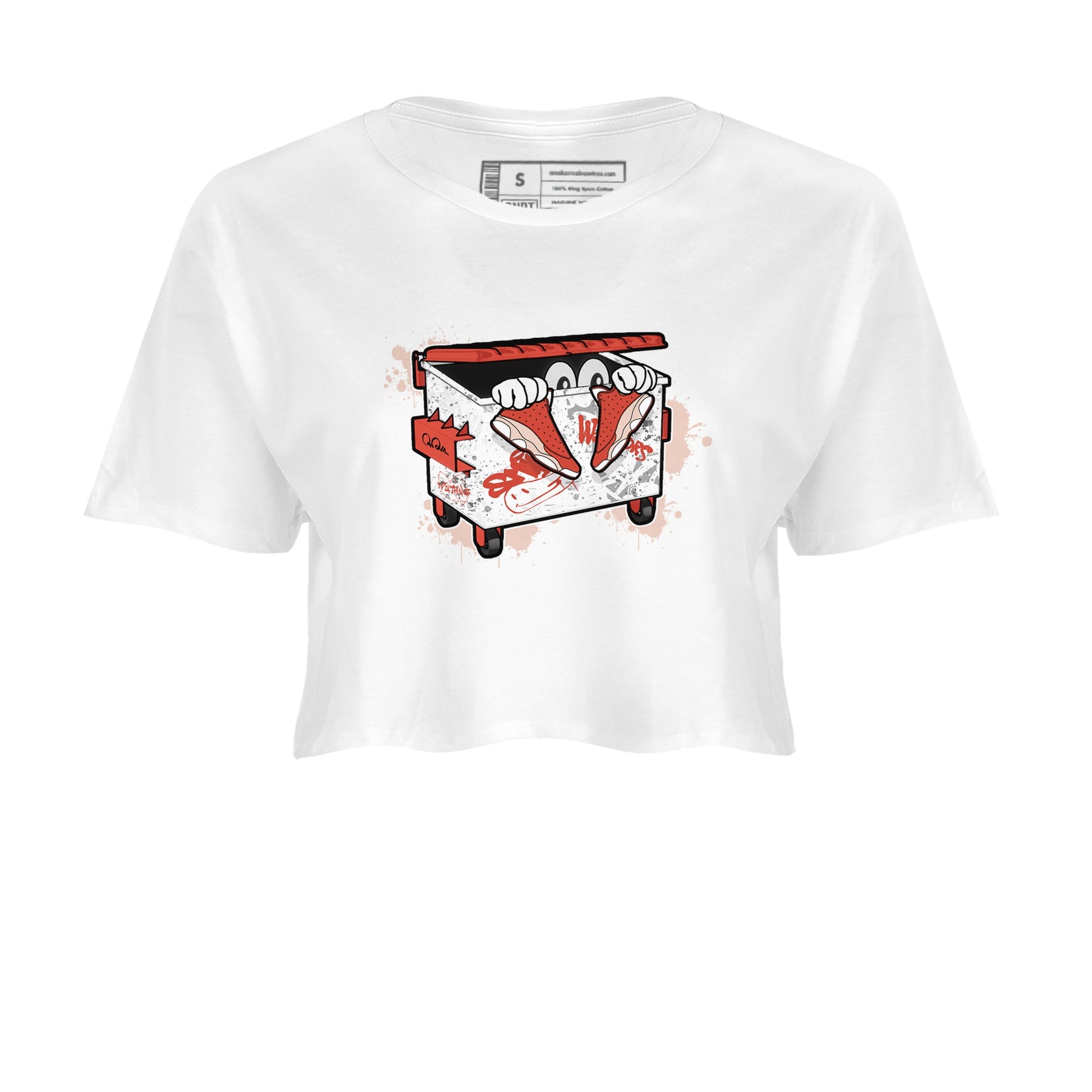 13s Dune Red shirts to match jordans Kick Trash sneaker match tees Air Jordan 13 Dune Red SNRT Sneaker Tees streetwear brand White 2 crop tee