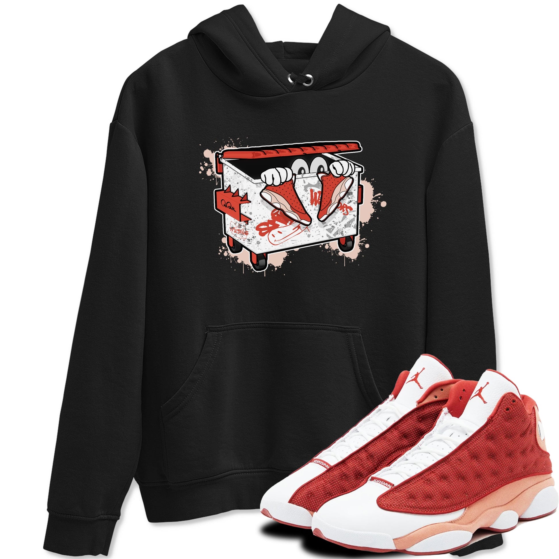 13s Dune Red shirts to match jordans Kick Trash sneaker match tees Air Jordan 13 Dune Red SNRT Sneaker Tees streetwear brand Black 1 unisex cotton tee