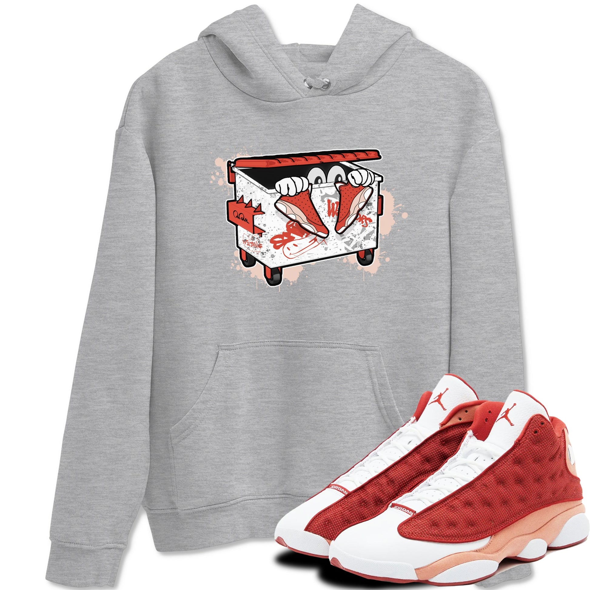 13s Dune Red shirts to match jordans Kick Trash sneaker match tees Air Jordan 13 Dune Red SNRT Sneaker Tees streetwear brand Heather Grey 1 unisex cotton tee