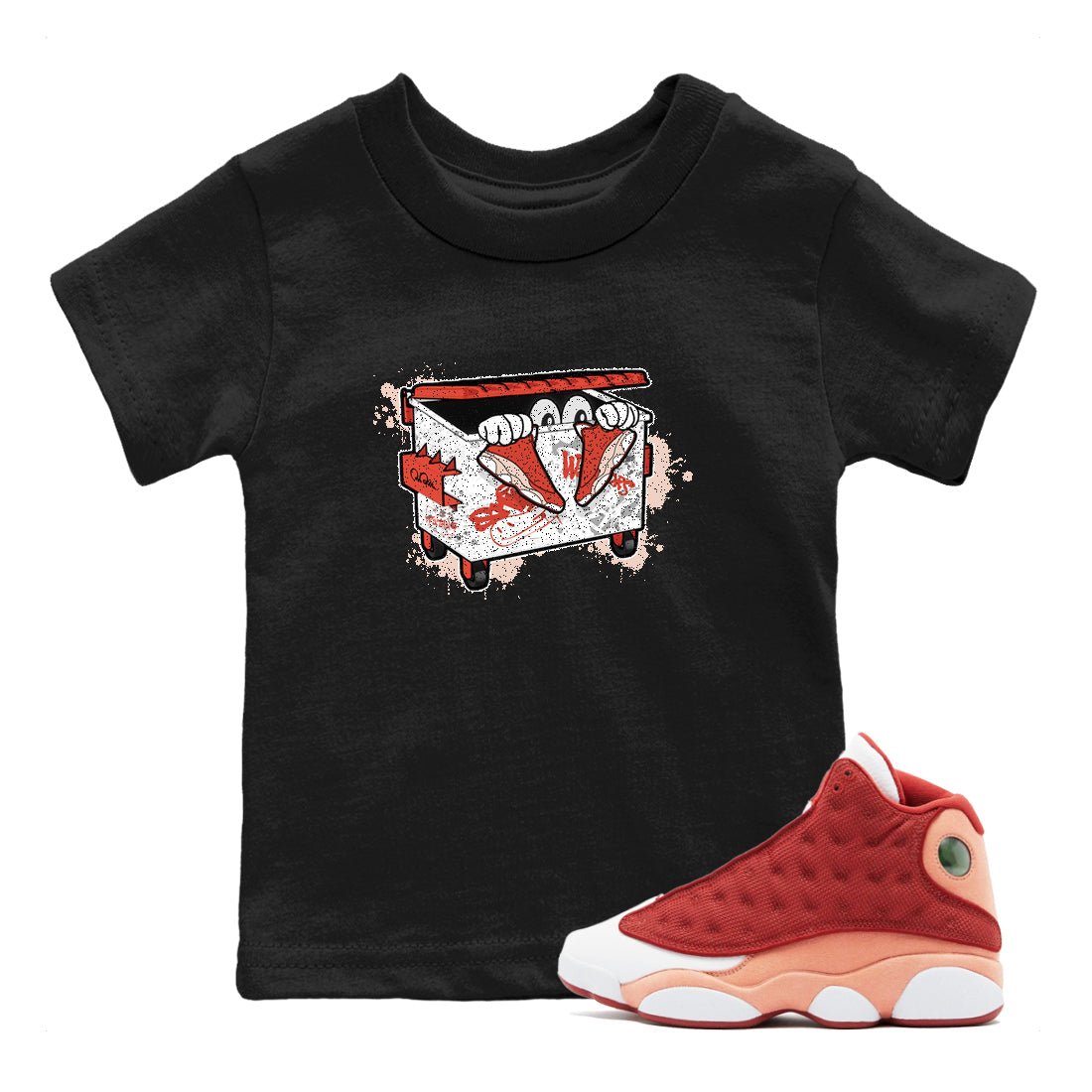 13s Dune Red shirts to match jordans Kick Trash sneaker match tees Air Jordan 13 Dune Red SNRT Sneaker Tees streetwear brand Baby and Youth Black 1 cotton tee