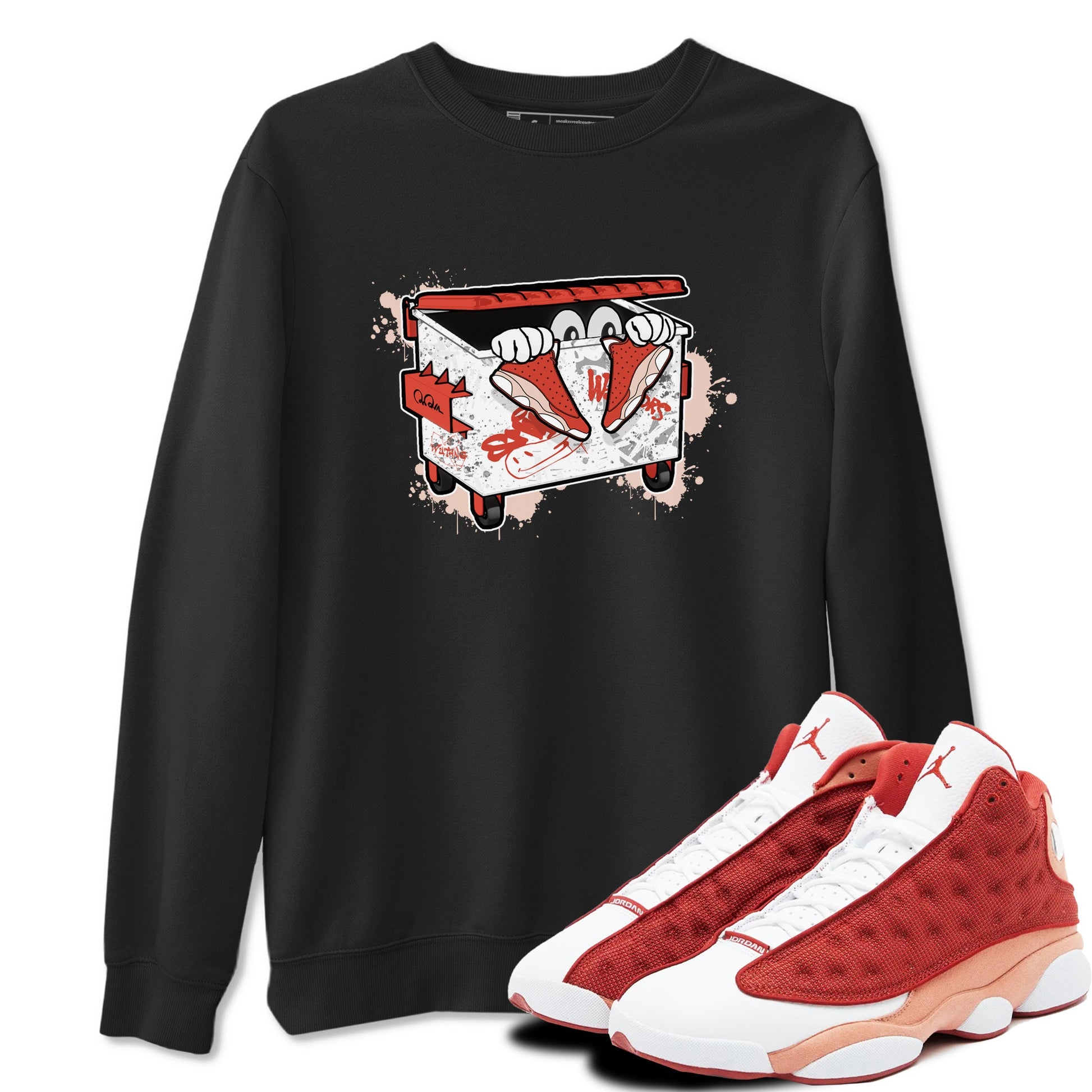 13s Dune Red shirts to match jordans Kick Trash sneaker match tees Air Jordan 13 Dune Red SNRT Sneaker Tees streetwear brand Black 1 unisex cotton tee
