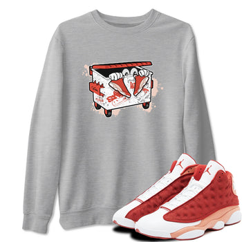 13s Dune Red shirts to match jordans Kick Trash sneaker match tees Air Jordan 13 Dune Red SNRT Sneaker Tees streetwear brand Heather Grey 1 unisex cotton tee