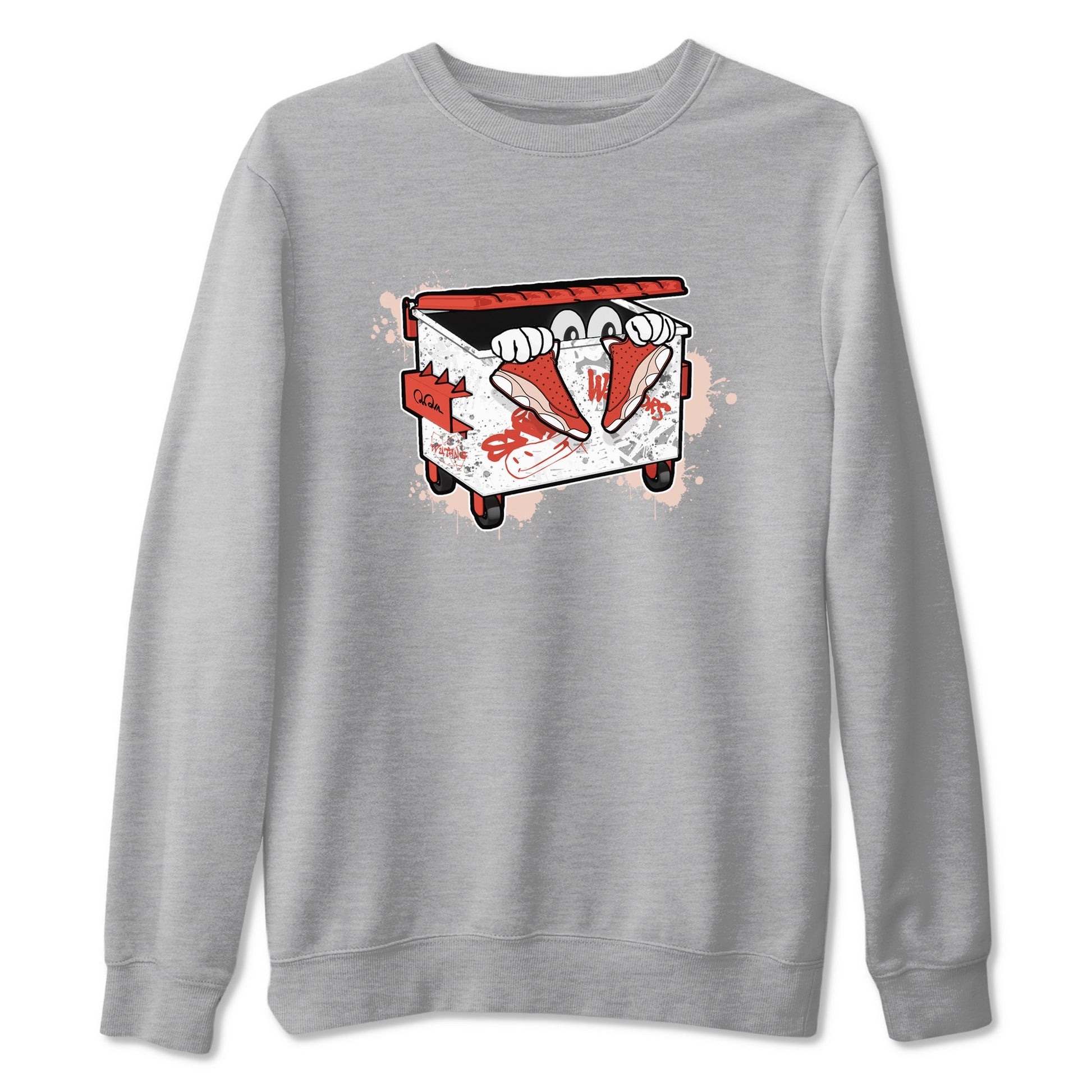 13s Dune Red shirts to match jordans Kick Trash sneaker match tees Air Jordan 13 Dune Red SNRT Sneaker Tees streetwear brand Heather Grey 2 unisex cotton tee