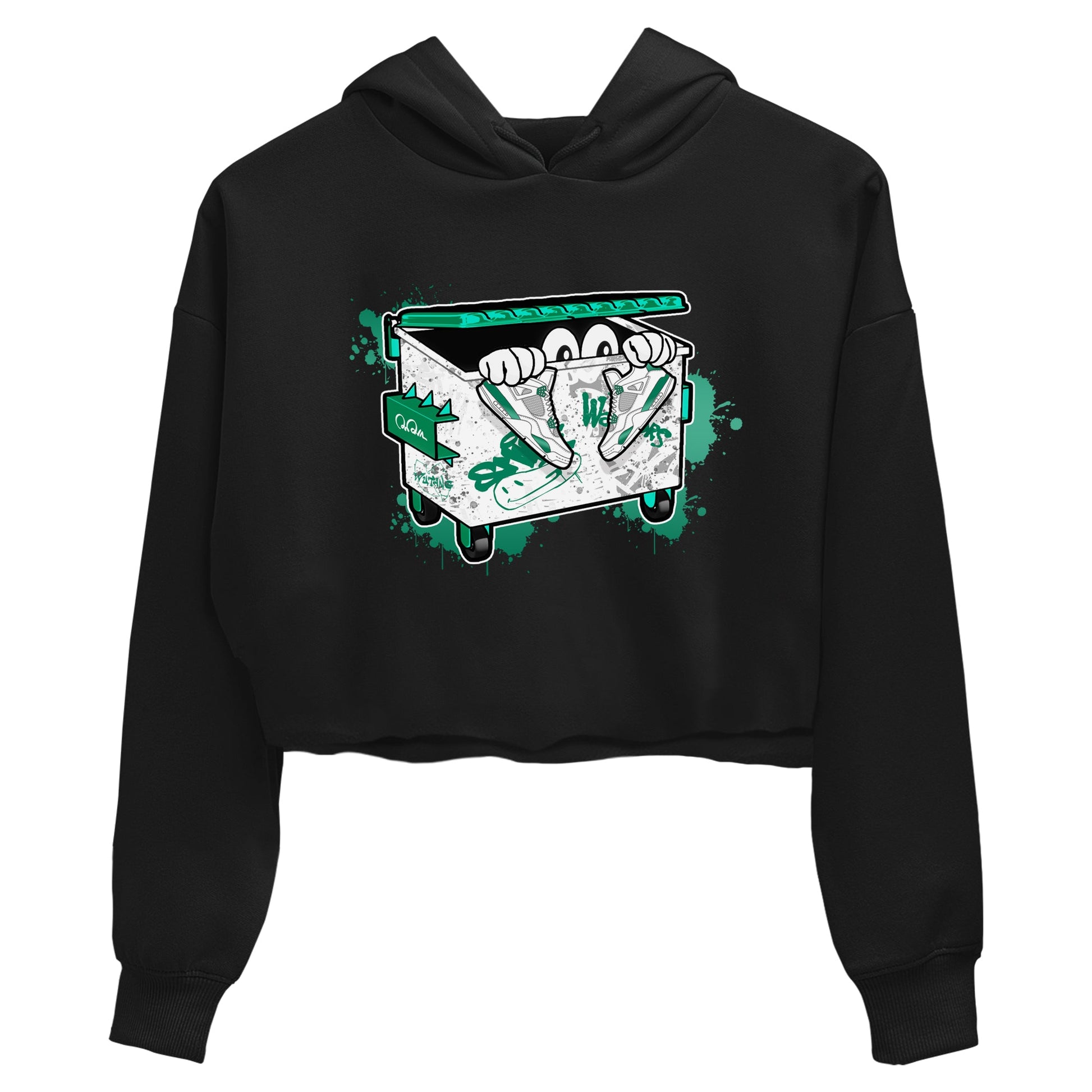 4s Oxidized Green shirts to match jordans Kick Trash sneaker match tees Air Jordan 4 Oxidized Green SNRT Sneaker Tees streetwear brand Black 2 crop tee
