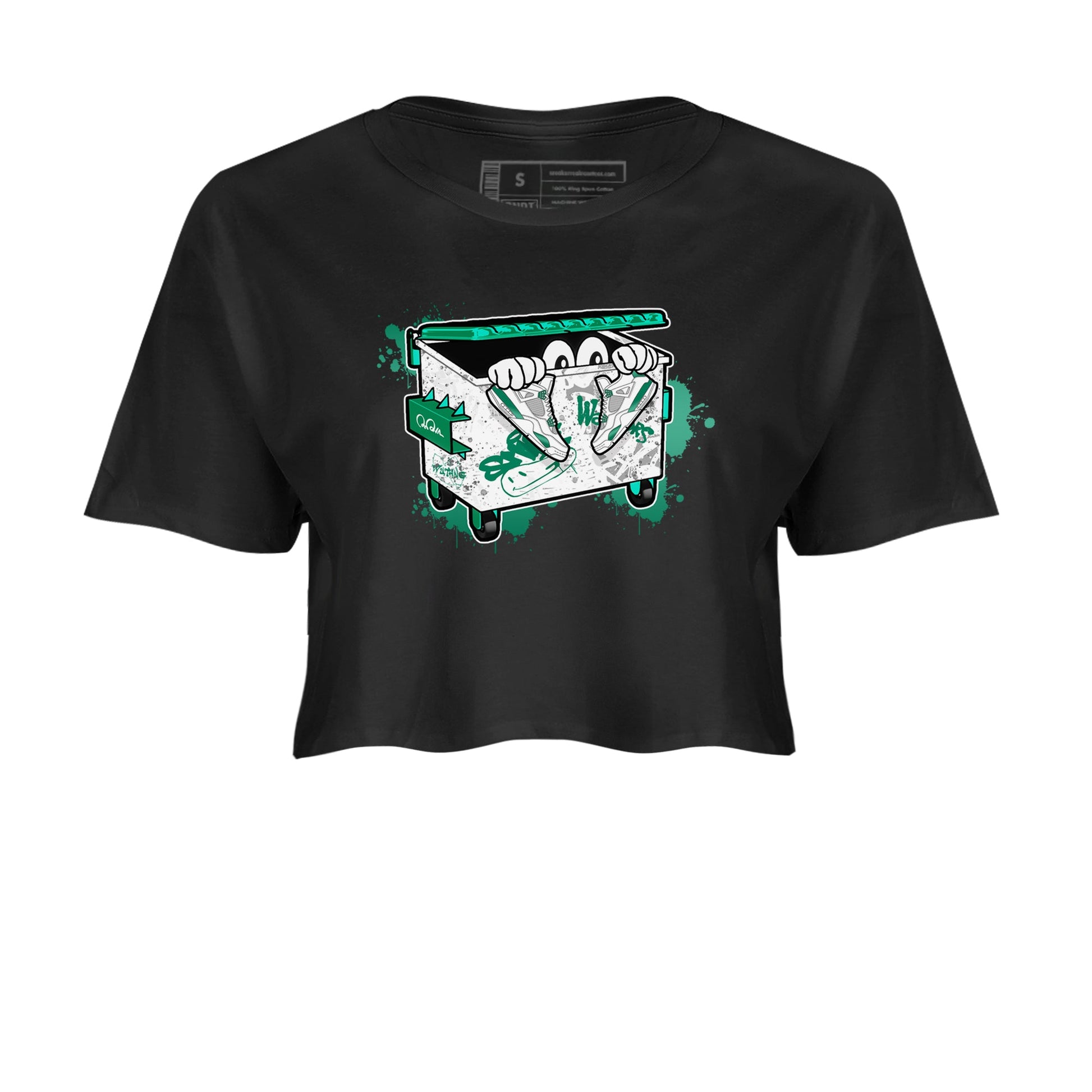 4s Oxidized Green shirts to match jordans Kick Trash sneaker match tees Air Jordan 4 Oxidized Green SNRT Sneaker Tees streetwear brand Black 2 crop tee