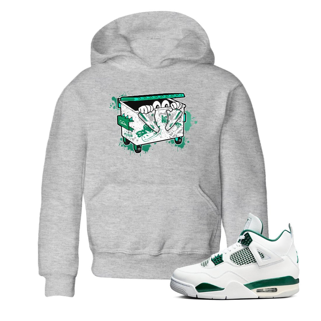 4s Oxidized Green shirts to match jordans Kick Trash sneaker match tees Air Jordan 4 Oxidized Green SNRT Sneaker Tees streetwear brand Baby and Youth Heather Grey 1 cotton tee