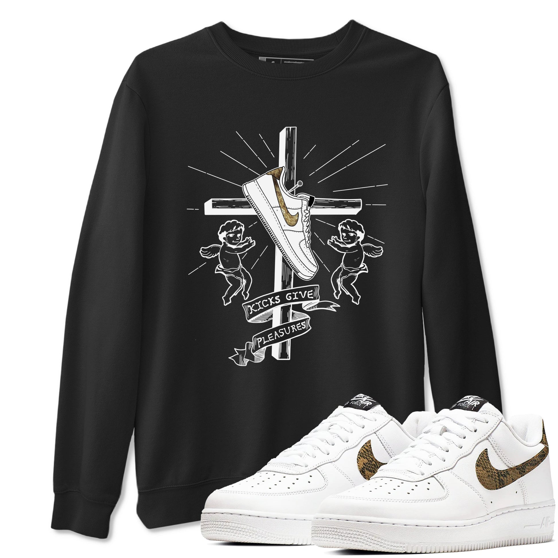 Air Force 1 Ivory Snake shirt to match jordans Kicks Give Pleasures sneaker tees Air Force 1 Ivory Snake SNRT Sneaker Release Tees unisex cotton Black 1 crew neck shirt
