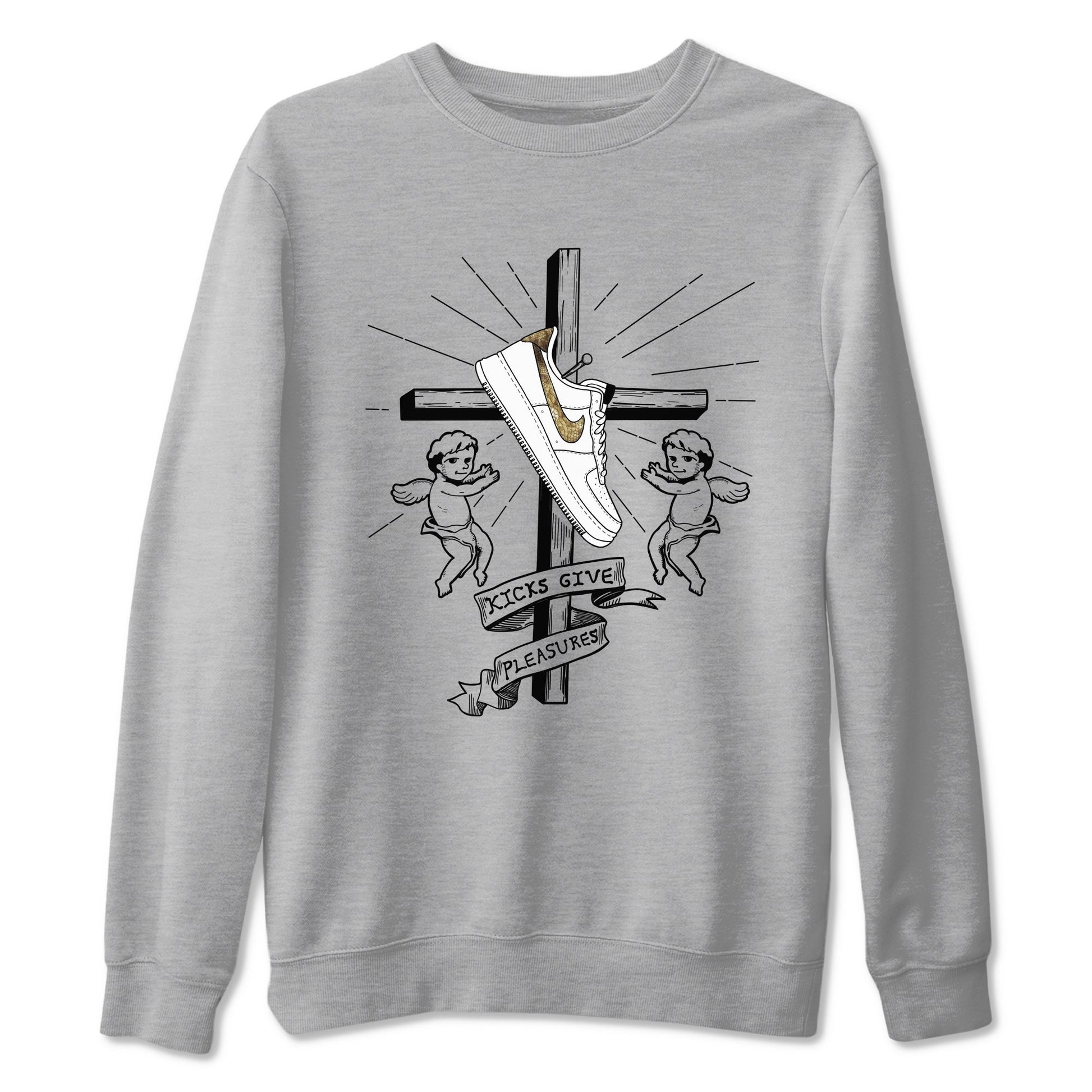 Air Force 1 Ivory Snake shirt to match jordans Kicks Give Pleasures sneaker tees Air Force 1 Ivory Snake SNRT Sneaker Release Tees unisex cotton Heather Grey 2 crew neck shirt