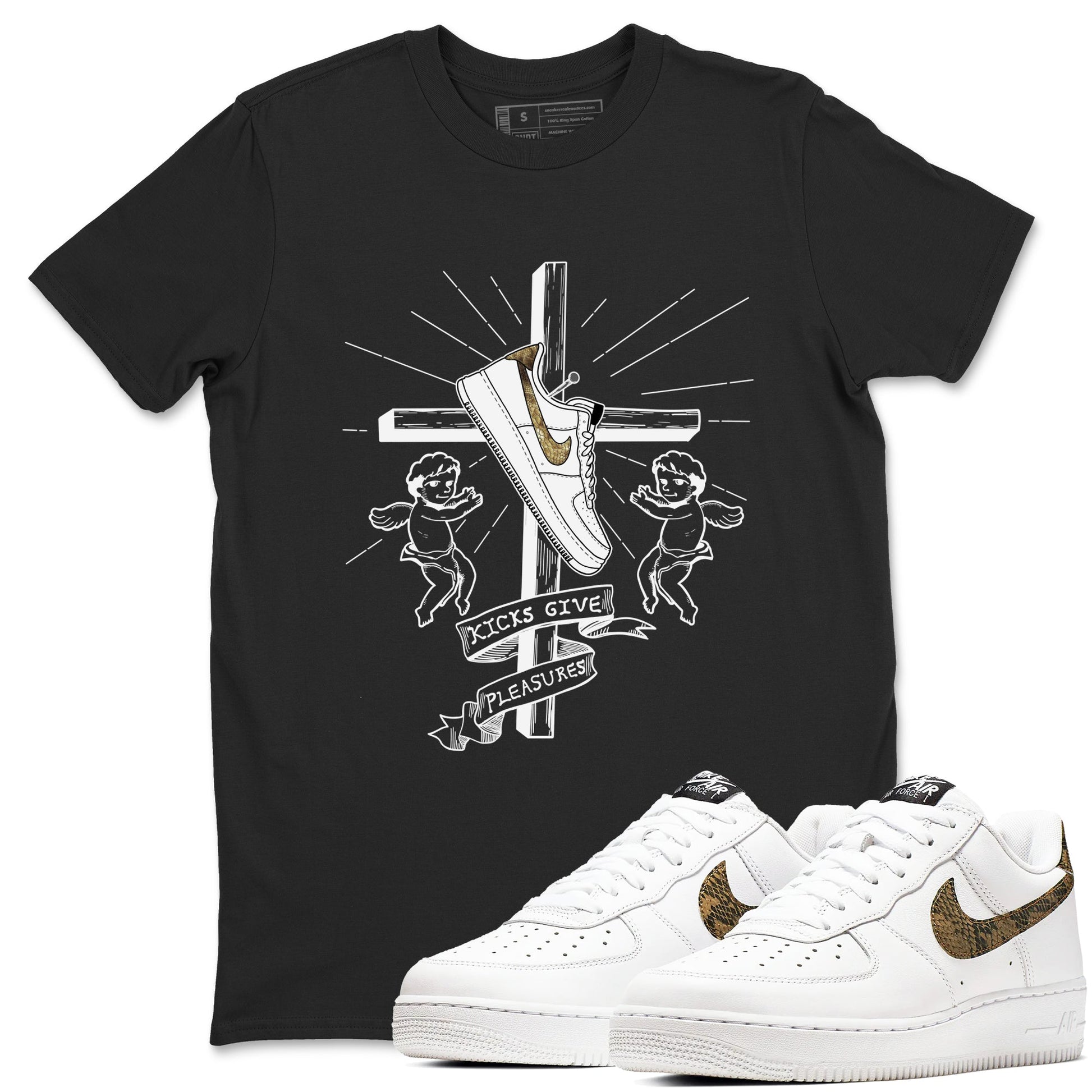 Air Force 1 Ivory Snake shirt to match jordans Kicks Give Pleasures sneaker tees Air Force 1 Ivory Snake SNRT Sneaker Release Tees unisex cotton Black 1 crew neck shirt