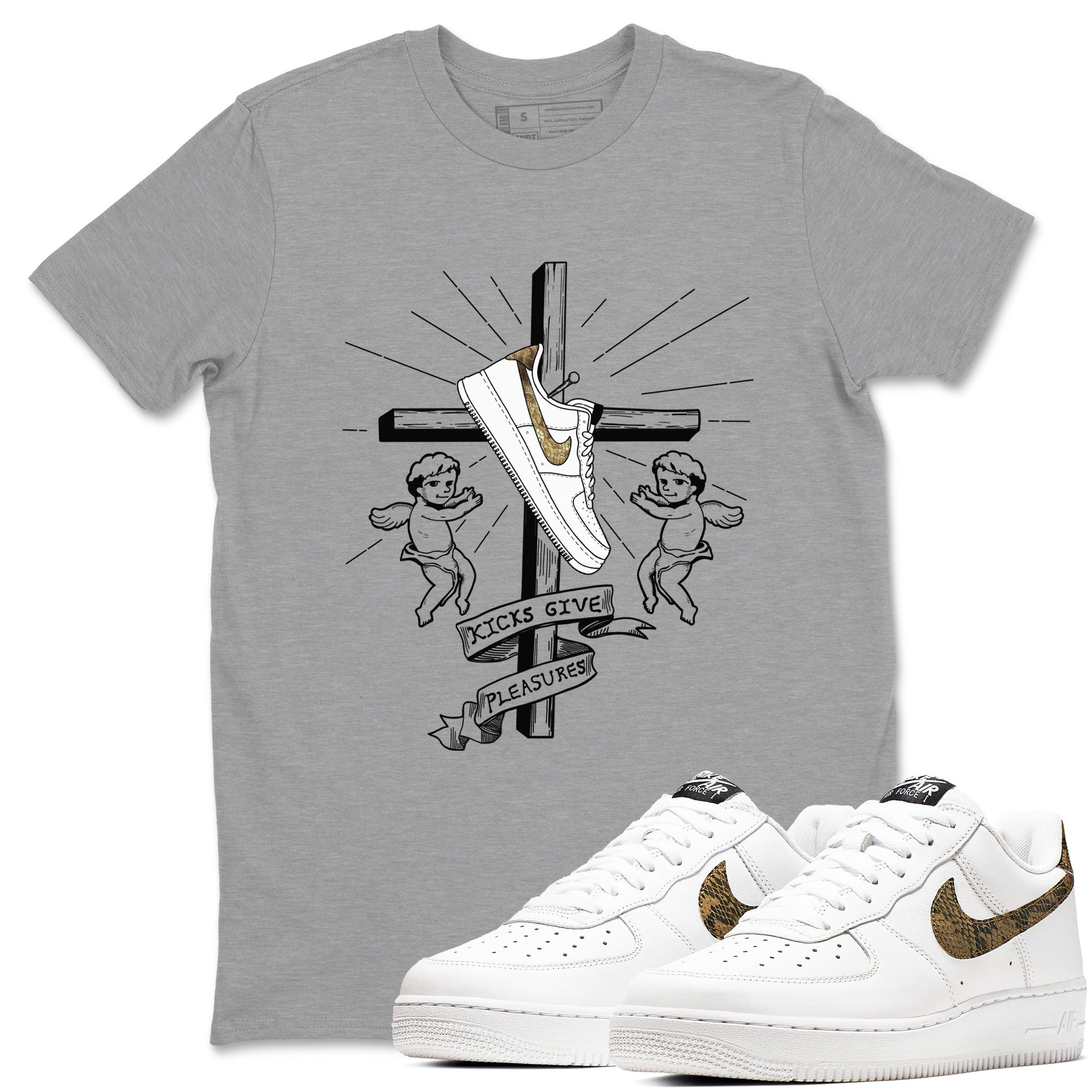 Air Force 1 Ivory Snake shirt to match jordans Kicks Give Pleasures sneaker tees Air Force 1 Ivory Snake SNRT Sneaker Release Tees unisex cotton Heather Grey 1 crew neck shirt