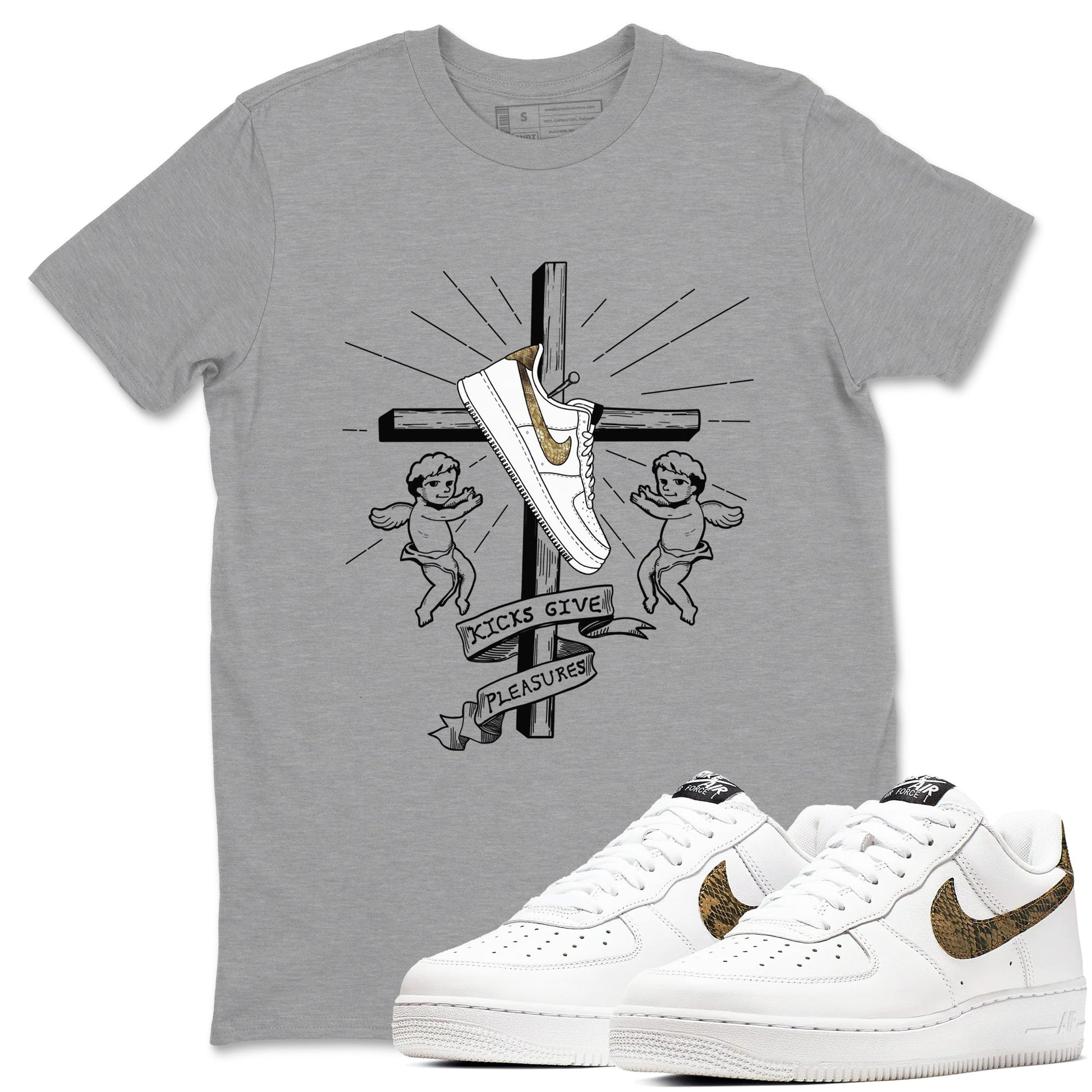 Air Force 1 Ivory Snake shirt to match jordans Kicks Give Pleasures sneaker tees Air Force 1 Ivory Snake SNRT Sneaker Release Tees unisex cotton Heather Grey 1 crew neck shirt