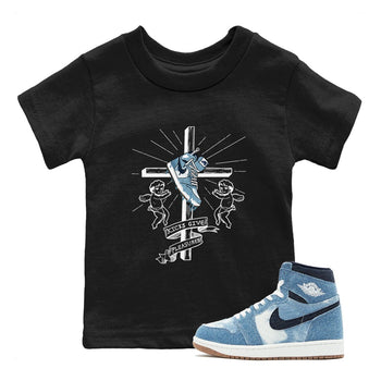 1s Denim shirts to match jordans Kicks Give Pleasures sneaker match tees Air Jordan 1 Denim SNRT Sneaker Tees streetwear brand Baby and Youth Black 1 cotton tee