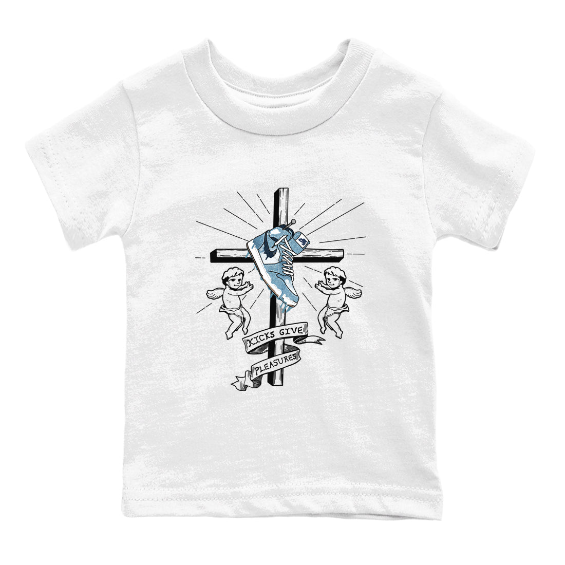 1s Denim shirts to match jordans Kicks Give Pleasures sneaker match tees Air Jordan 1 Denim SNRT Sneaker Tees streetwear brand Baby and Youth White 2 cotton tee