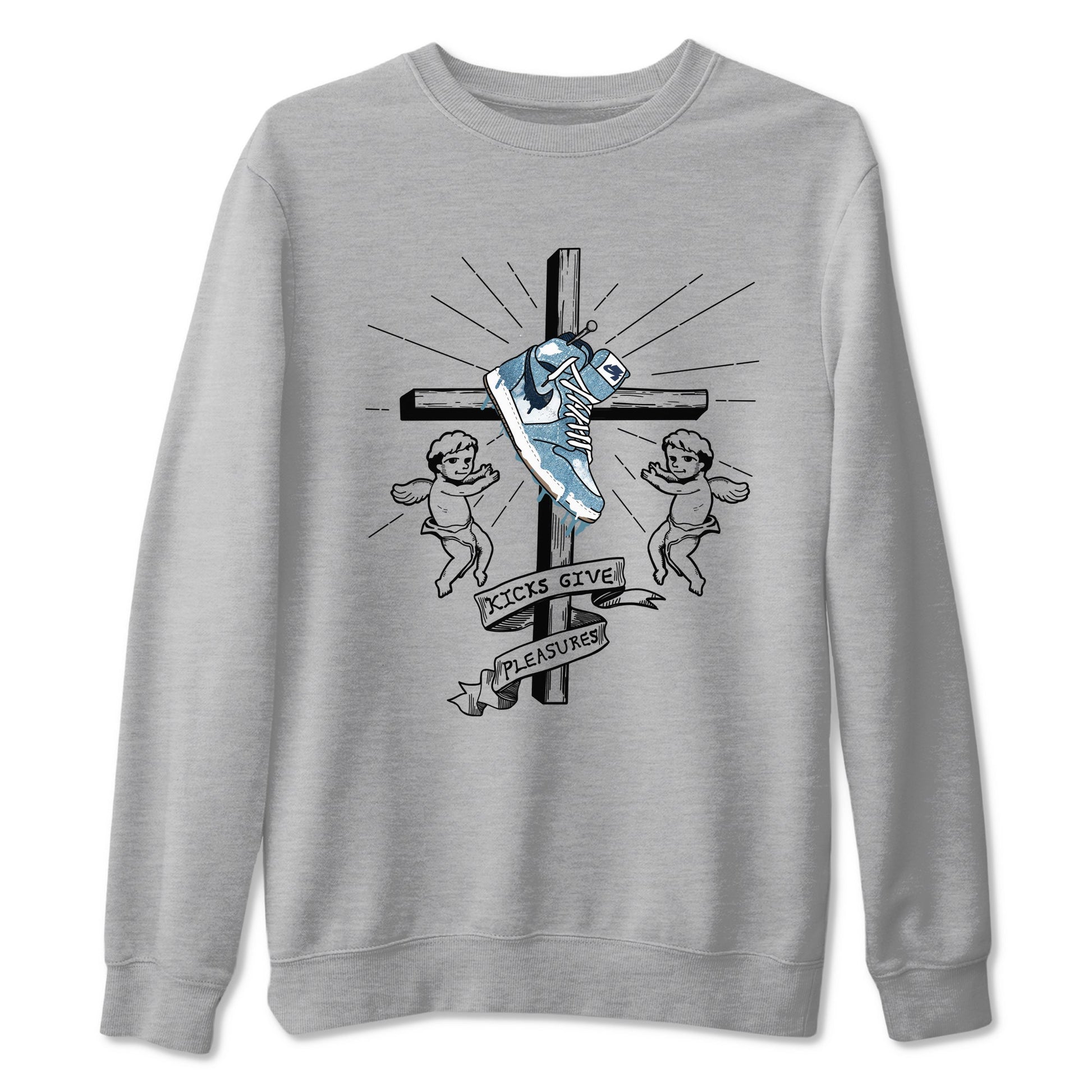 1s Denim shirts to match jordans Kicks Give Pleasures sneaker match tees Air Jordan 1 Denim SNRT Sneaker Tees streetwear brand Heather Grey 2 unisex cotton tee