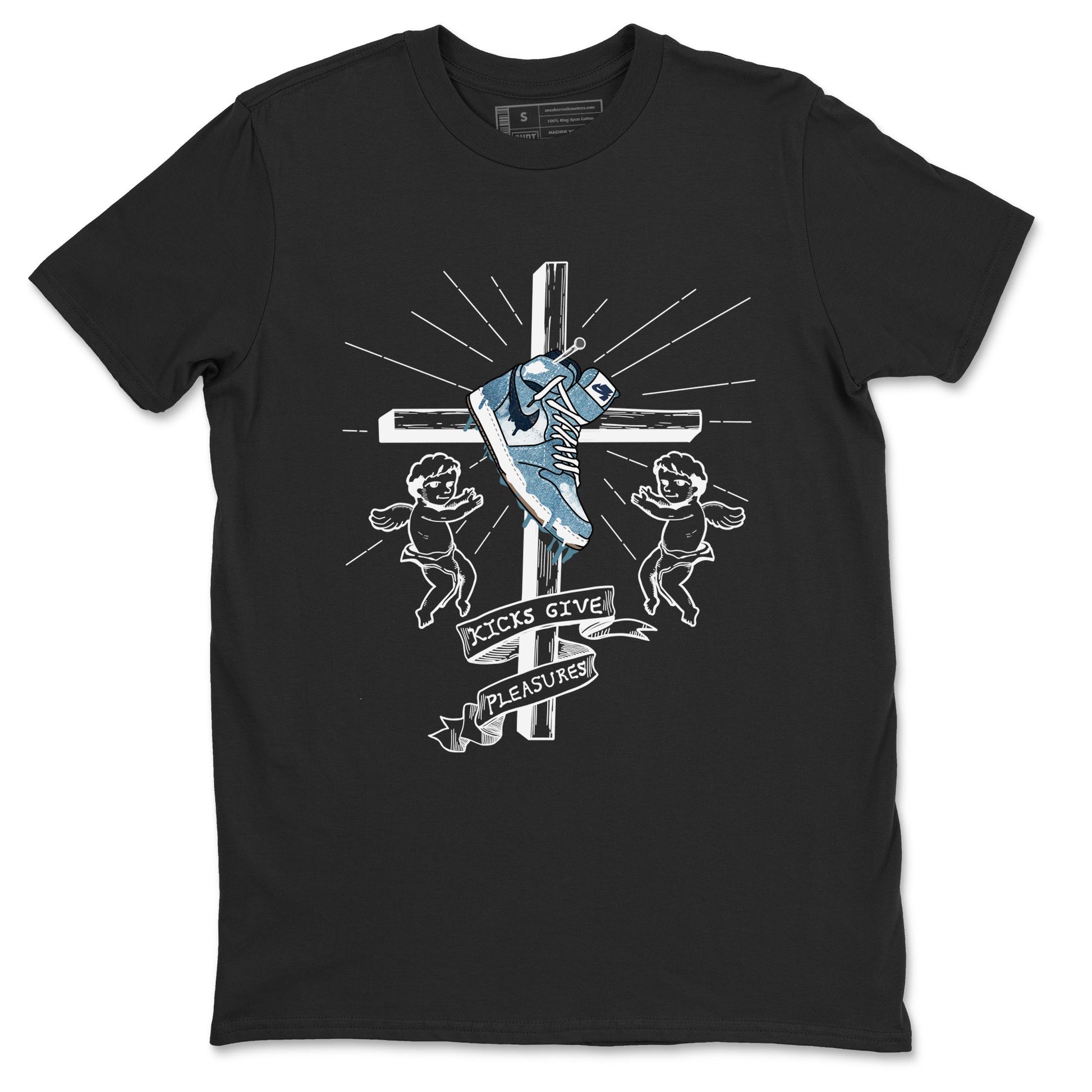 1s Denim shirts to match jordans Kicks Give Pleasures sneaker match tees Air Jordan 1 Denim SNRT Sneaker Tees streetwear brand Black 2 unisex cotton tee