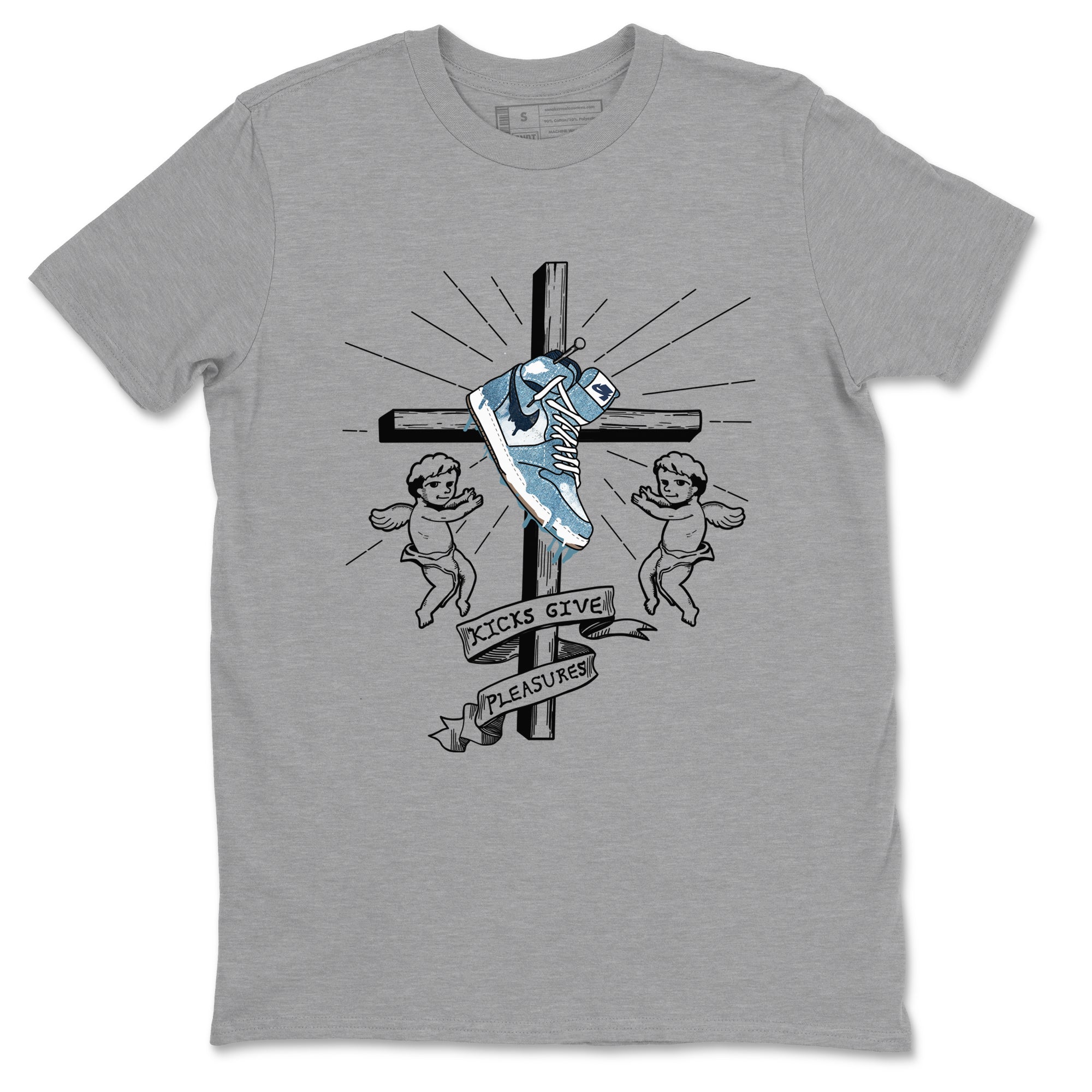 1s Denim shirts to match jordans Kicks Give Pleasures sneaker match tees Air Jordan 1 Denim SNRT Sneaker Tees streetwear brand Heather Grey 2 unisex cotton tee