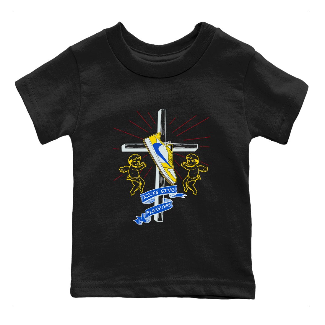 AJ1 Travis Scott Canary shirt to match jordans Kicks Give Pleasures sneaker tees Air Jordan 1 Travis Scott Canary SNRT sneaker release tees baby toddler Black 2 cotton Shirt