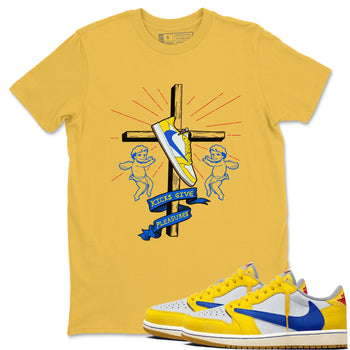 AJ1 Travis Scott Canary shirt to match jordans Kicks Give Pleasures sneaker tees Air Jordan 1 Travis Scott Canary SNRT Sneaker Release Tees unisex cotton Daisy 1 crew neck shirt