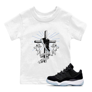 11s Black and Varsity Royal shirt to match jordans Kicks Give Pleasures sneaker tees Air Jordan 11 Black/Varsity Royal SNRT sneaker release tees baby toddler White 1 cotton Shirt