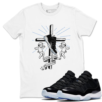 11s Black and Varsity Royal shirt to match jordans Kicks Give Pleasures sneaker tees Air Jordan 11 Black/Varsity Royal SNRT Sneaker Release Tees unisex cotton White 1 crew neck shirt