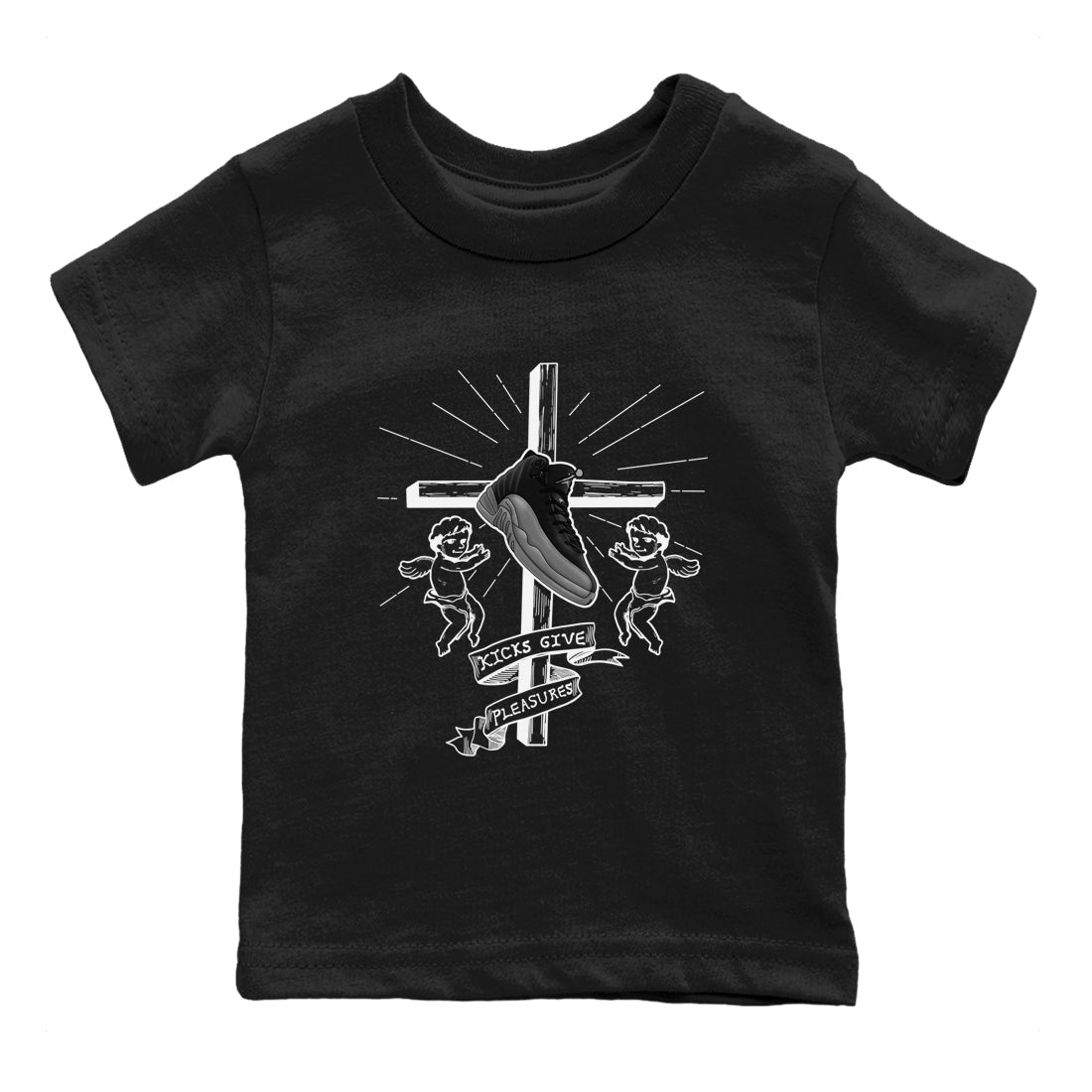 12s Black Wolf Grey shirts to match jordans Kicks Give Pleasures sneaker match tees Air Jordan 12 Barons match shoes to clothes SNRT Sneaker Tees Youth Baby Black 2 tee
