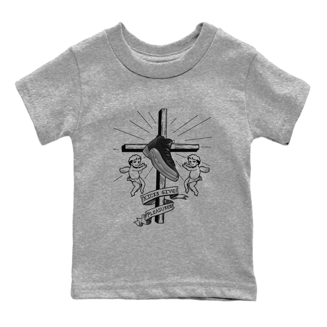 12s Black Wolf Grey shirts to match jordans Kicks Give Pleasures sneaker match tees Air Jordan 12 Barons match shoes to clothes SNRT Sneaker Tees Youth Baby Heather Grey 2 tee