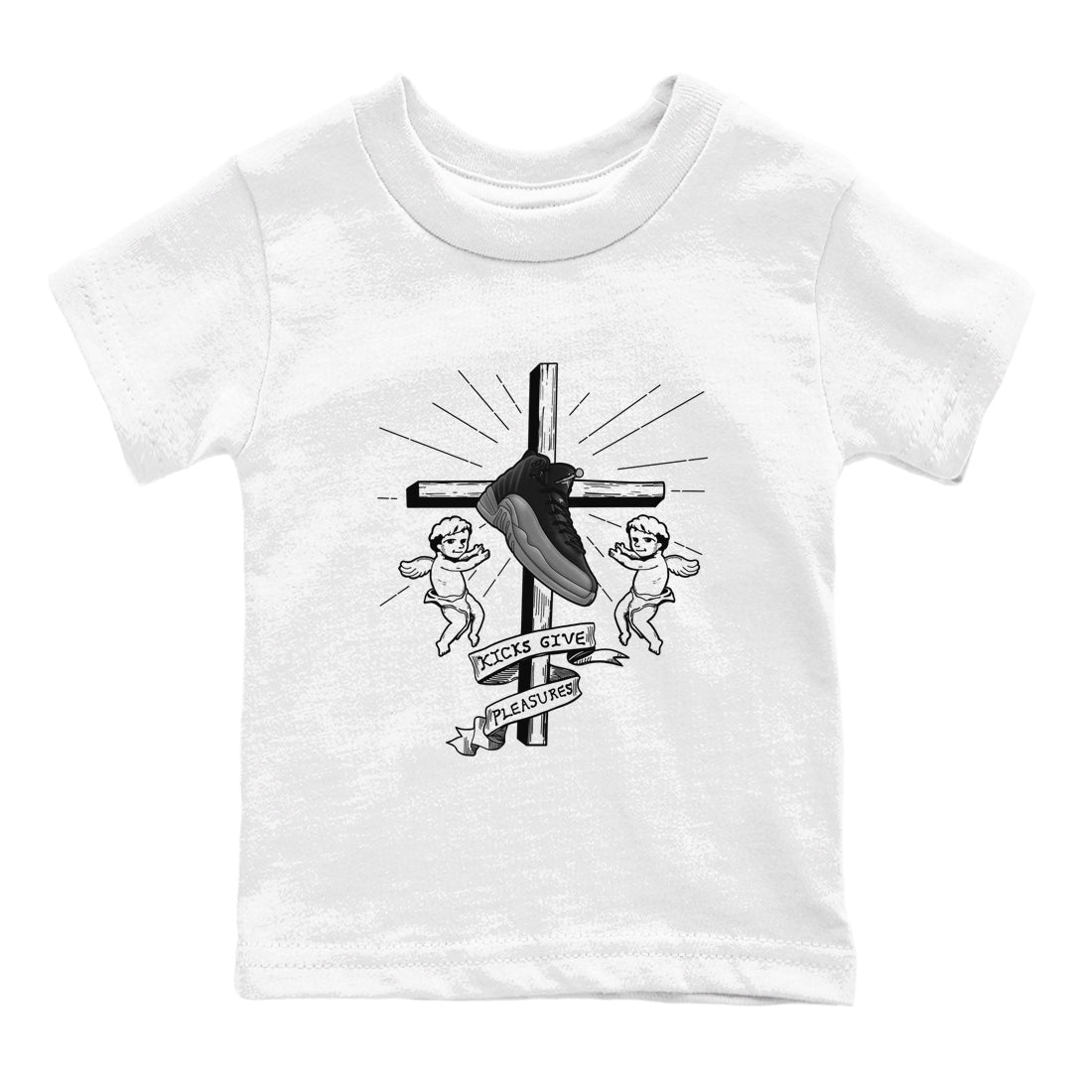 12s Black Wolf Grey shirts to match jordans Kicks Give Pleasures sneaker match tees Air Jordan 12 Barons match shoes to clothes SNRT Sneaker Tees Youth Baby White 2 tee
