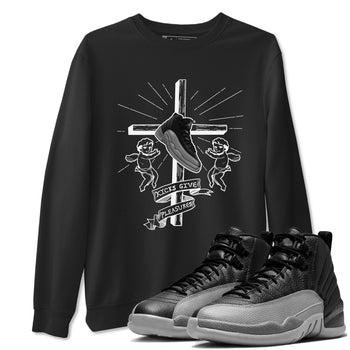 12s Black Wolf Grey shirts to match jordans Kicks Give Pleasures sneaker match tees Air Jordan 12 Barons match shoes to clothes SNRT Sneaker Tees unisex cotton Black 1 shirts