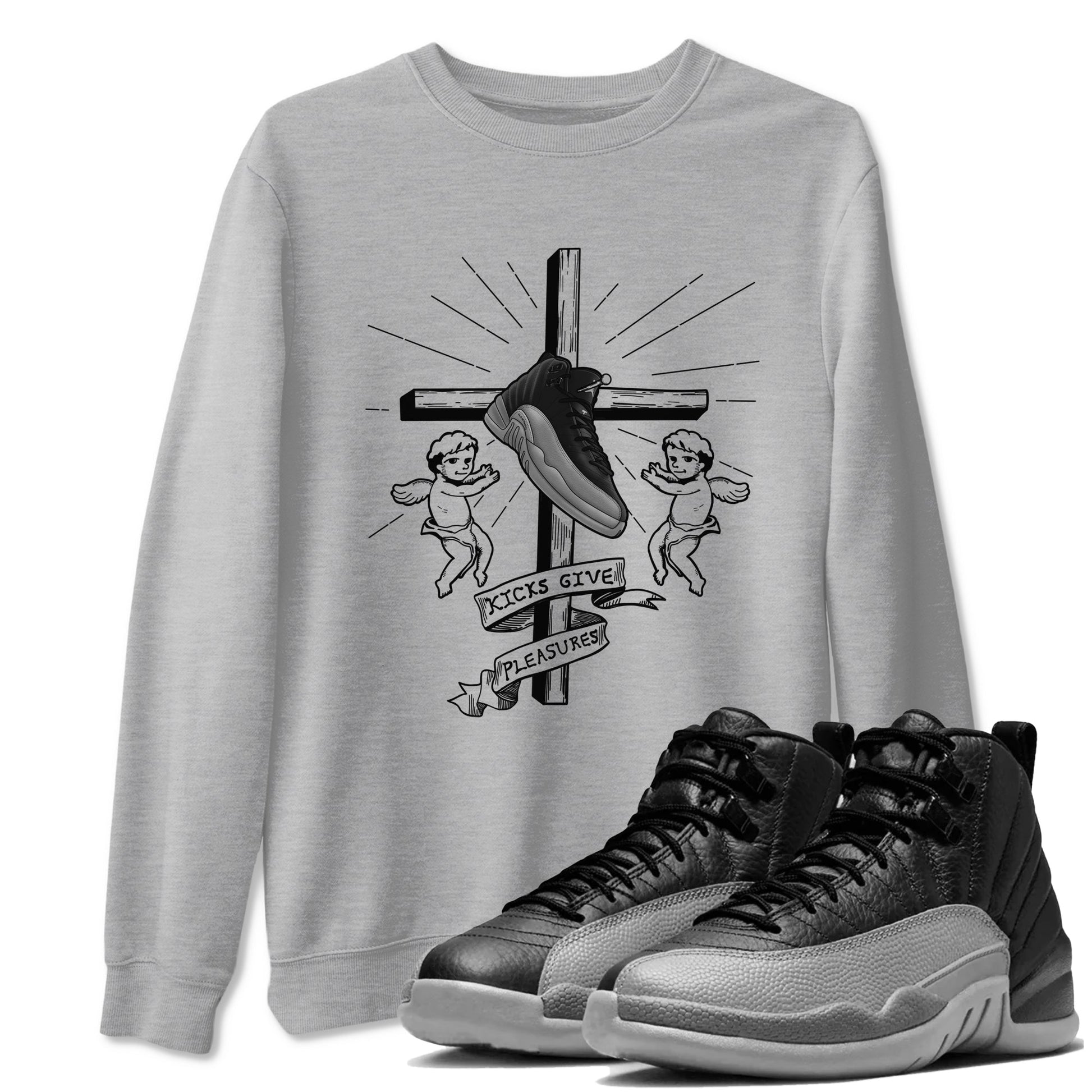12s Black Wolf Grey shirts to match jordans Kicks Give Pleasures sneaker match tees Air Jordan 12 Barons match shoes to clothes SNRT Sneaker Tees unisex cotton Heather Grey 1 shirts