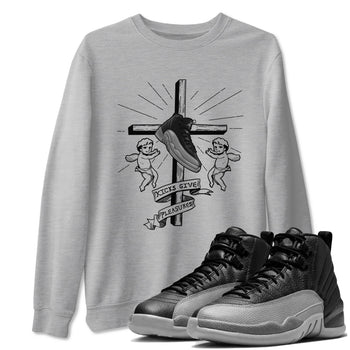 12s Black Wolf Grey shirts to match jordans Kicks Give Pleasures sneaker match tees Air Jordan 12 Barons match shoes to clothes SNRT Sneaker Tees unisex cotton Heather Grey 1 shirts