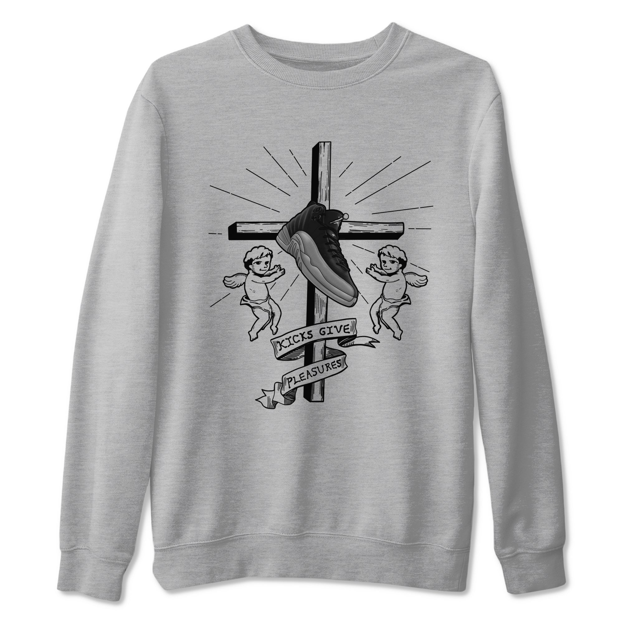 12s Black Wolf Grey shirts to match jordans Kicks Give Pleasures sneaker match tees Air Jordan 12 Barons match shoes to clothes SNRT Sneaker Tees unisex cotton Heather Grey 2 shirts