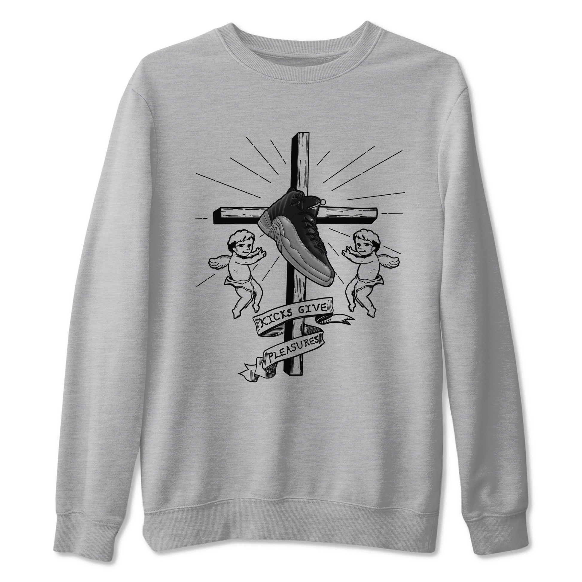 12s Black Wolf Grey shirts to match jordans Kicks Give Pleasures sneaker match tees Air Jordan 12 Barons match shoes to clothes SNRT Sneaker Tees unisex cotton Heather Grey 2 shirts
