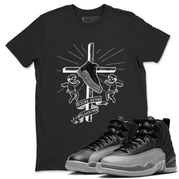 12s Black Wolf Grey shirts to match jordans Kicks Give Pleasures sneaker match tees Air Jordan 12 Barons match shoes to clothes SNRT Sneaker Tees unisex cotton Black 1 shirts