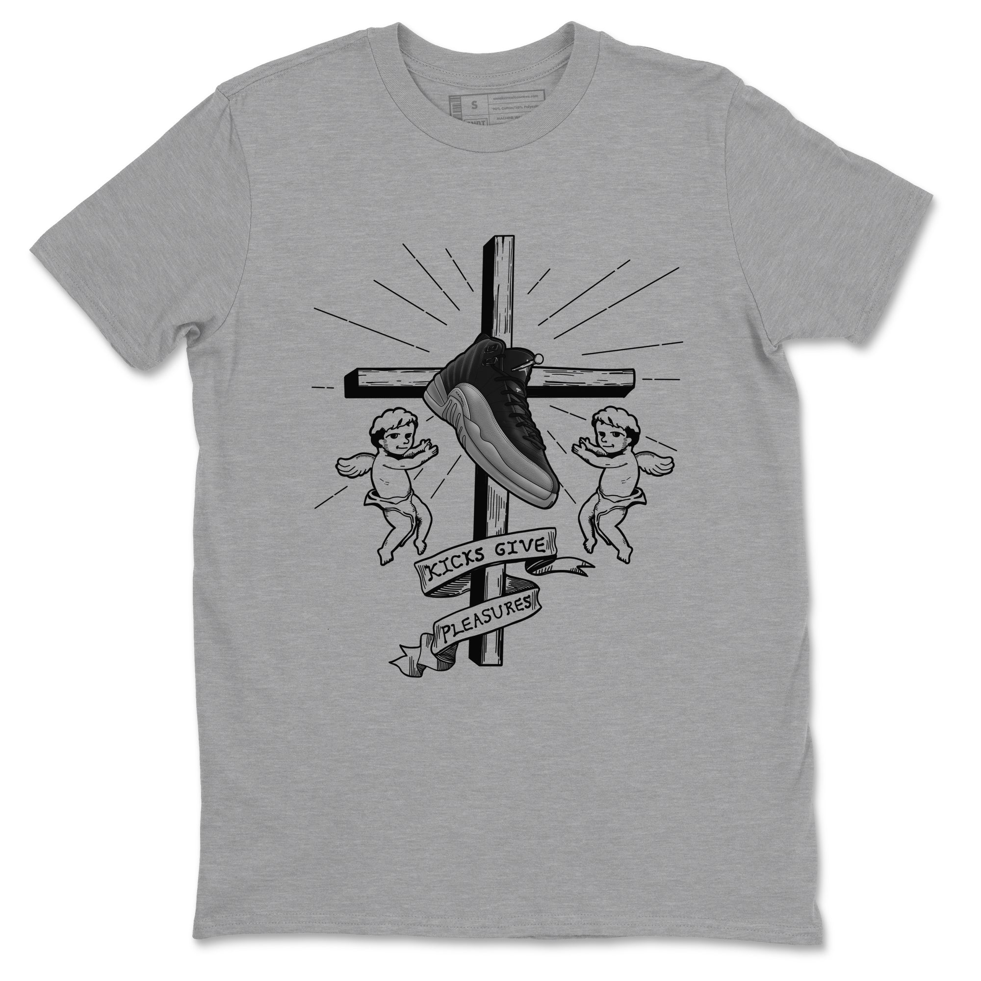 12s Black Wolf Grey shirts to match jordans Kicks Give Pleasures sneaker match tees Air Jordan 12 Barons match shoes to clothes SNRT Sneaker Tees unisex cotton Heather Grey 2 shirts