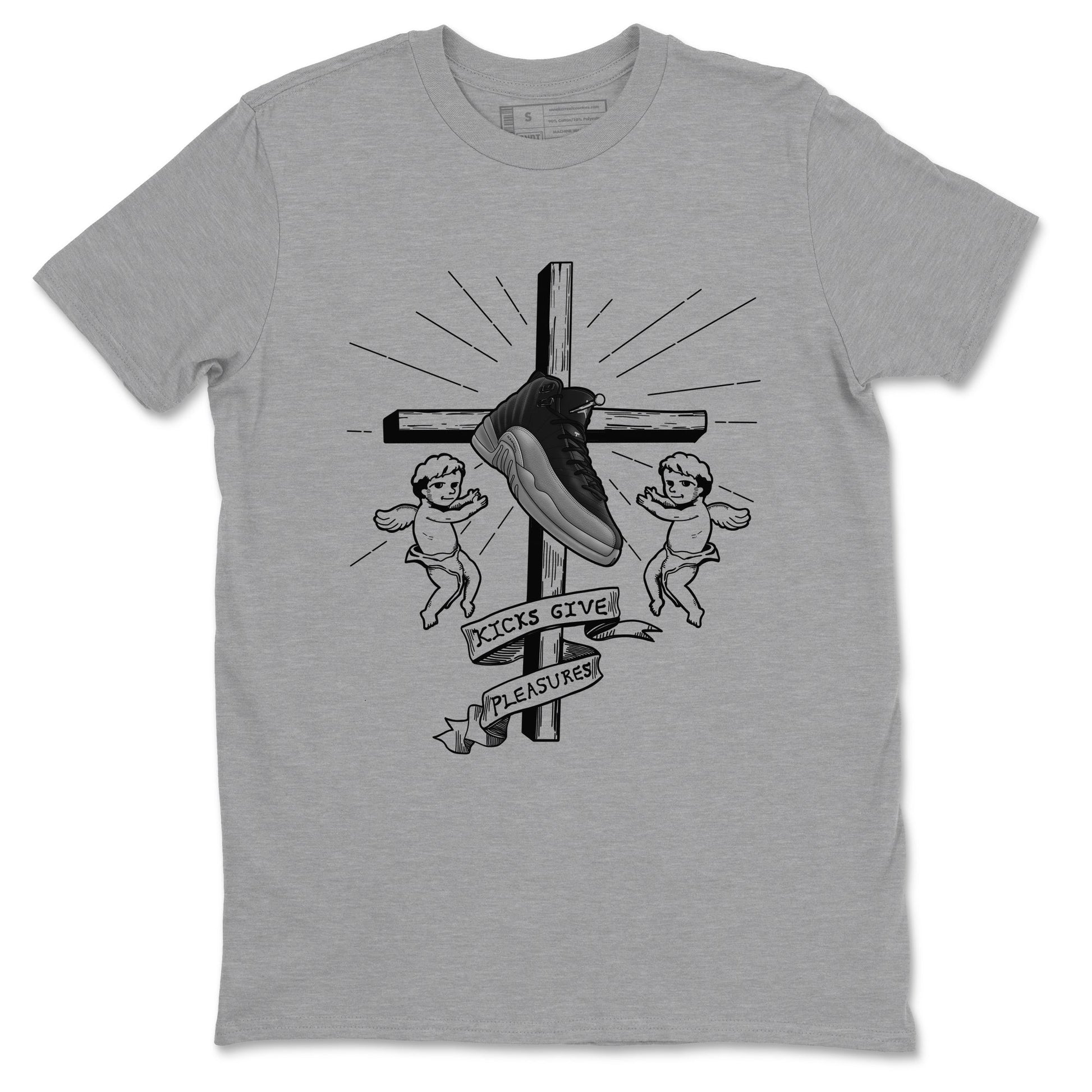 12s Black Wolf Grey shirts to match jordans Kicks Give Pleasures sneaker match tees Air Jordan 12 Barons match shoes to clothes SNRT Sneaker Tees unisex cotton Heather Grey 2 shirts