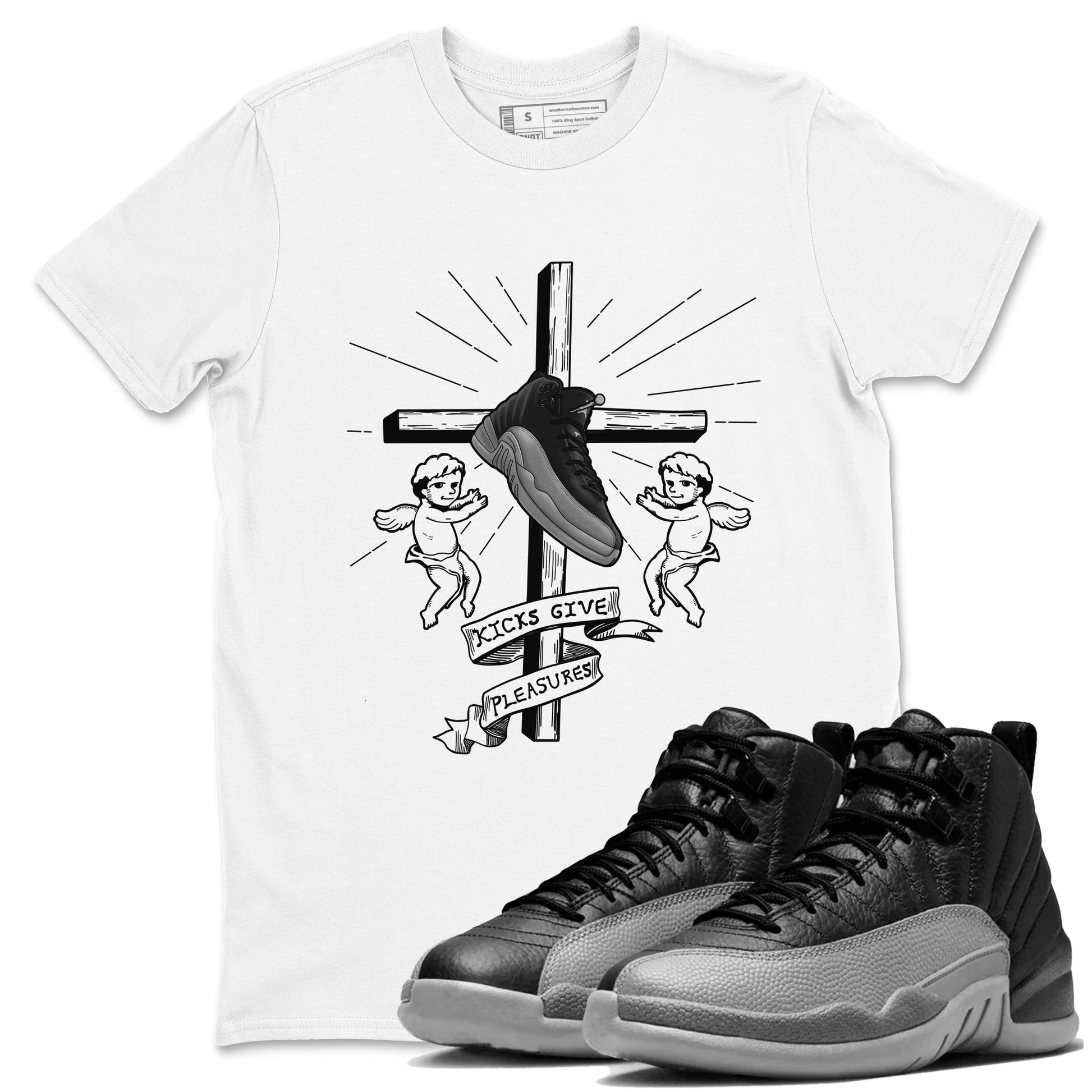 12s Black Wolf Grey shirts to match jordans Kicks Give Pleasures sneaker match tees Air Jordan 12 Barons match shoes to clothes SNRT Sneaker Tees unisex cotton White 1 shirts