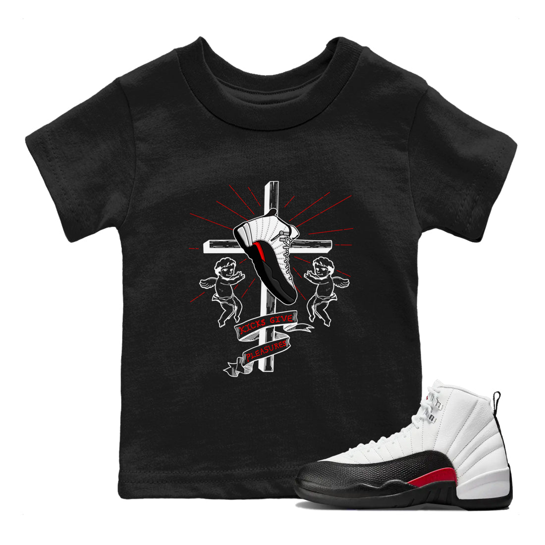 Air Jordan 12 Red Taxi shirts to match jordans Kicks Give Pleasures sneaker match tees 12s Red Taxi SNRT sneaker release tees baby toddler Black 1 cotton Shirt