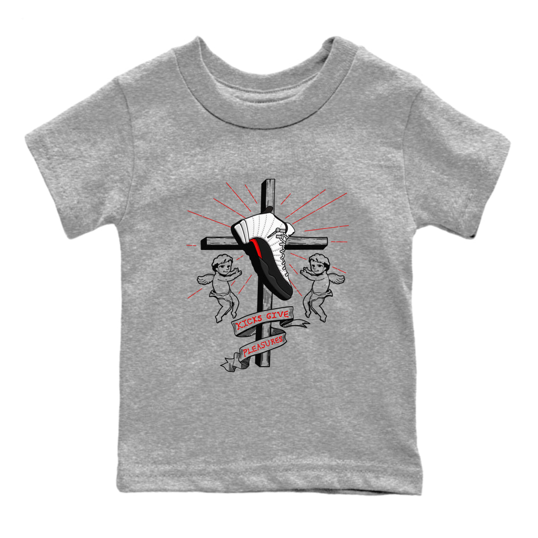 Air Jordan 12 Red Taxi shirts to match jordans Kicks Give Pleasures sneaker match tees 12s Red Taxi SNRT sneaker release tees baby toddler Heather Grey 2 cotton Shirt