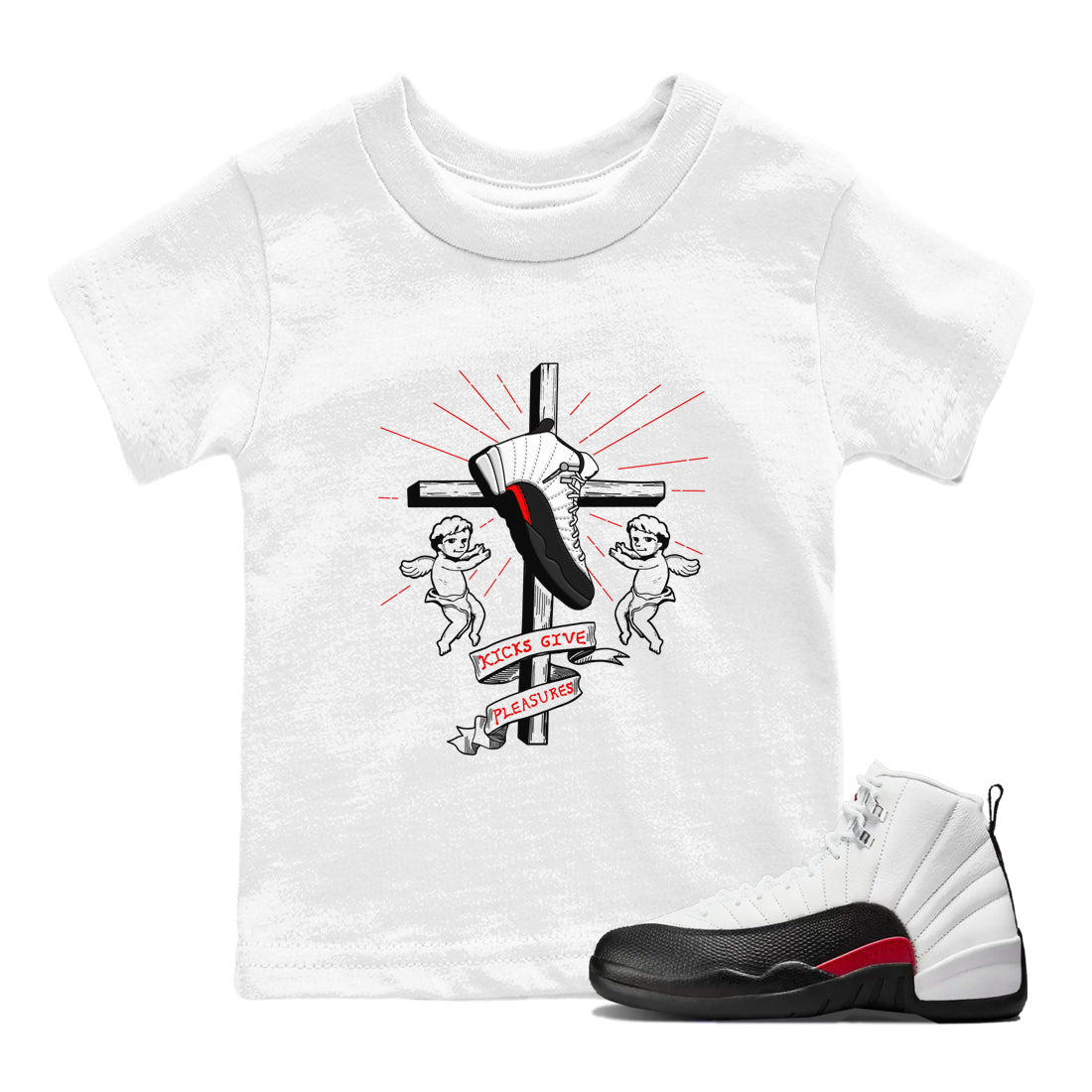 Air Jordan 12 Red Taxi shirts to match jordans Kicks Give Pleasures sneaker match tees 12s Red Taxi SNRT sneaker release tees baby toddler White 1 cotton Shirt