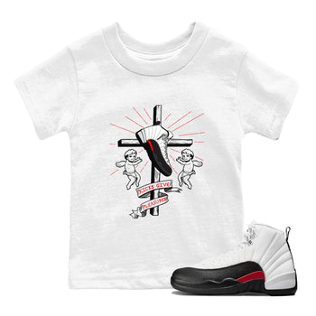 Air Jordan 12 Red Taxi shirts to match jordans Kicks Give Pleasures sneaker match tees 12s Red Taxi SNRT sneaker release tees baby toddler White 1 cotton Shirt