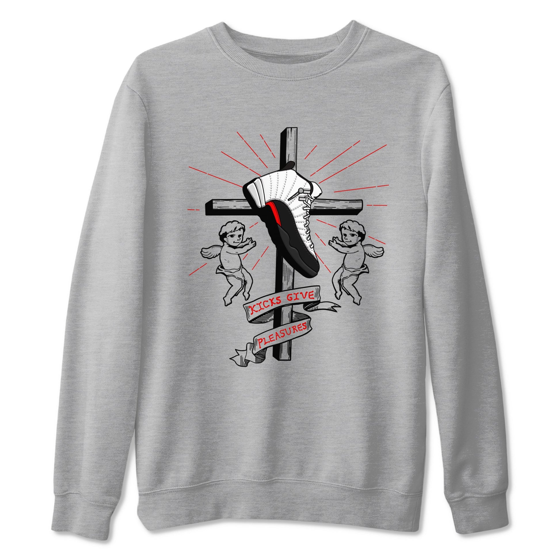 Air Jordan 12 Red Taxi shirts to match jordans Kicks Give Pleasures sneaker match tees 12s Red Taxi SNRT sneaker release Tees unisex cotton Heather Grey 2 crew neck shirt