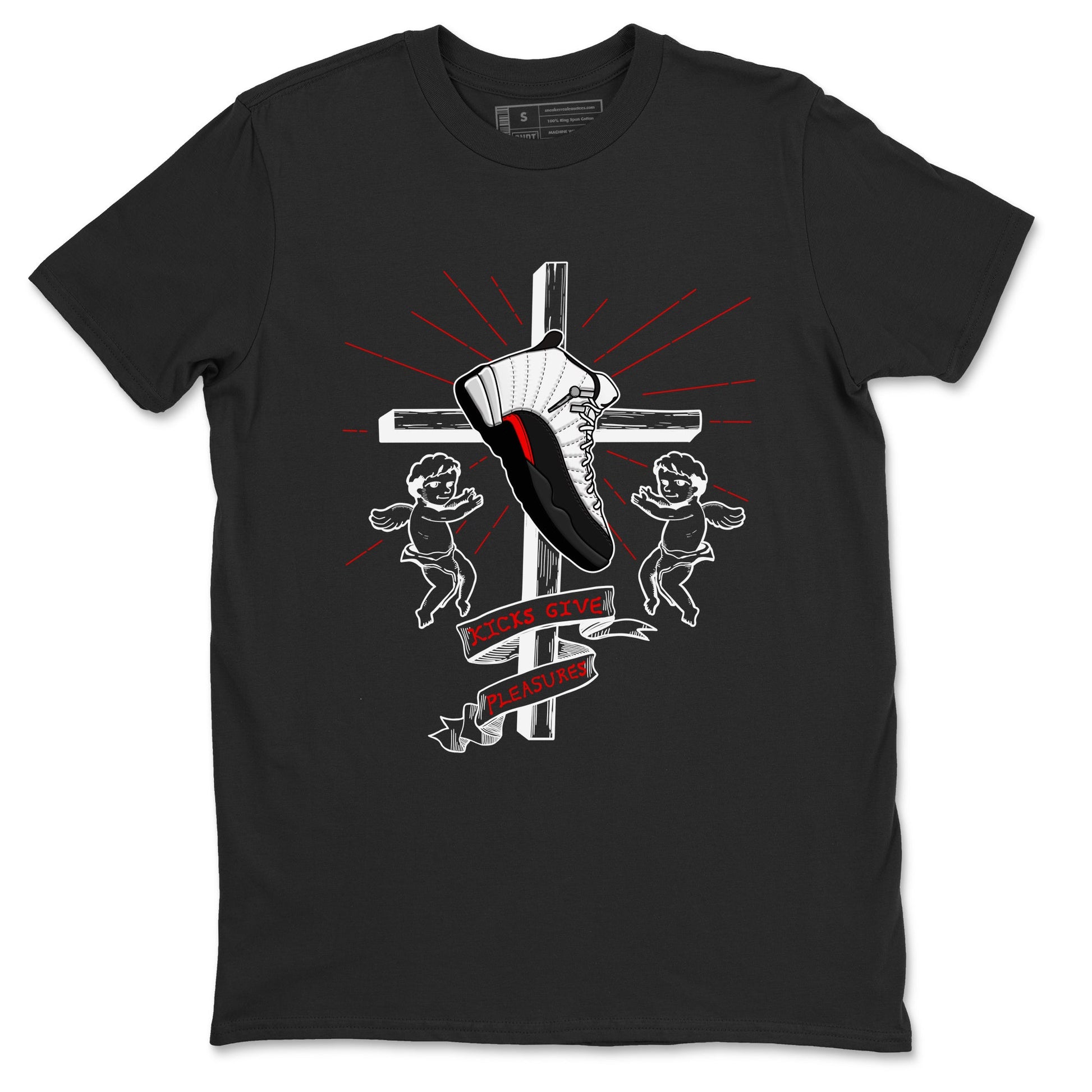 Air Jordan 12 Red Taxi shirts to match jordans Kicks Give Pleasures sneaker match tees 12s Red Taxi SNRT sneaker release Tees unisex cotton Black 2 crew neck shirt