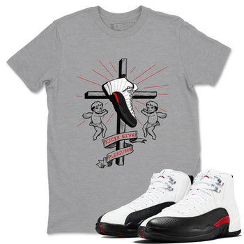 Air Jordan 12 Red Taxi shirts to match jordans Kicks Give Pleasures sneaker match tees 12s Red Taxi SNRT sneaker release Tees unisex cotton Heather Grey 1 crew neck shirt