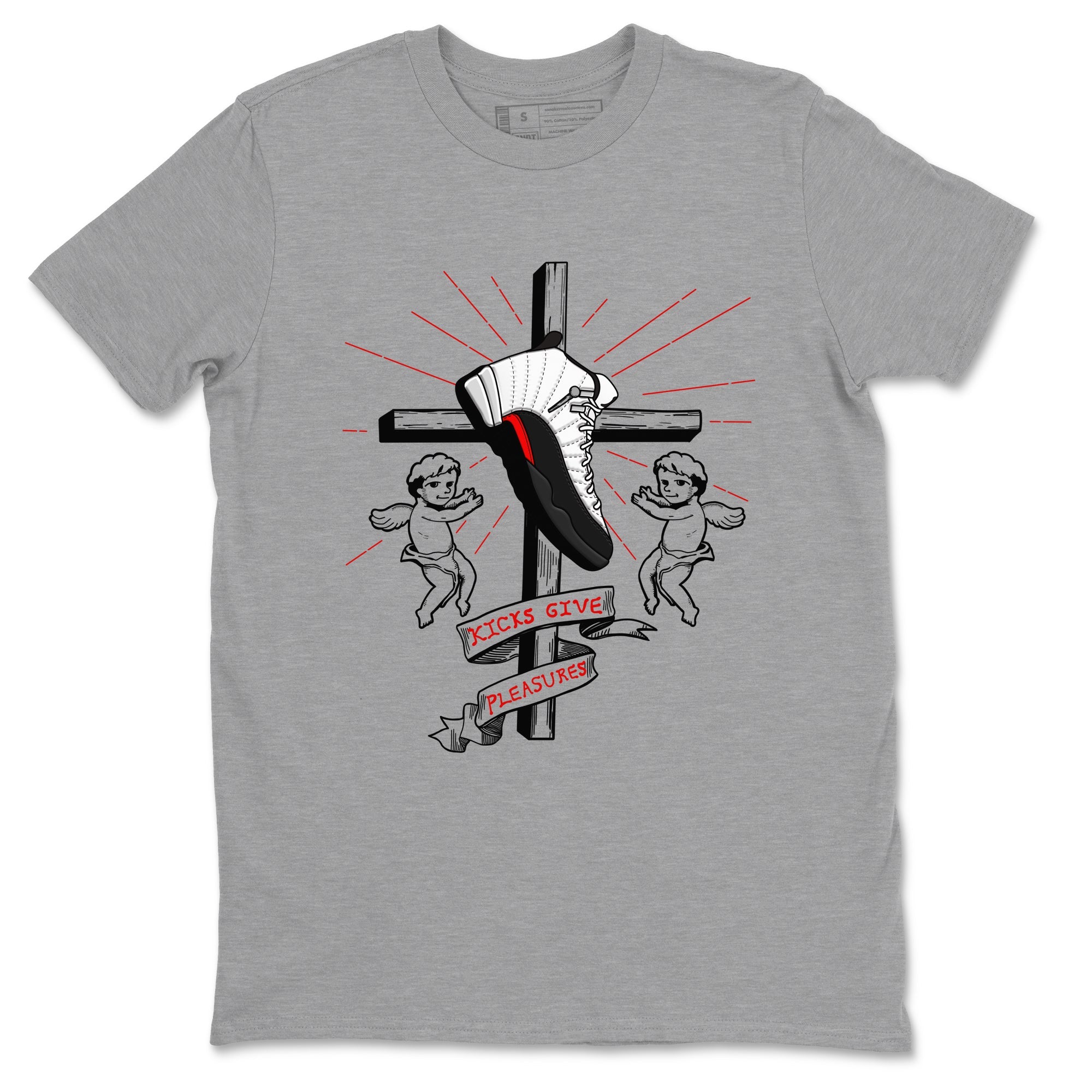 Air Jordan 12 Red Taxi shirts to match jordans Kicks Give Pleasures sneaker match tees 12s Red Taxi SNRT sneaker release Tees unisex cotton Heather Grey 2 crew neck shirt