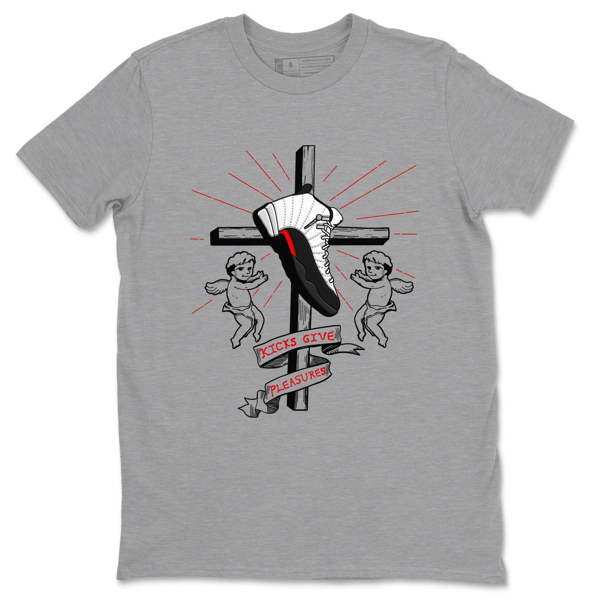 Air Jordan 12 Red Taxi shirts to match jordans Kicks Give Pleasures sneaker match tees 12s Red Taxi SNRT sneaker release Tees unisex cotton Heather Grey 2 crew neck shirt