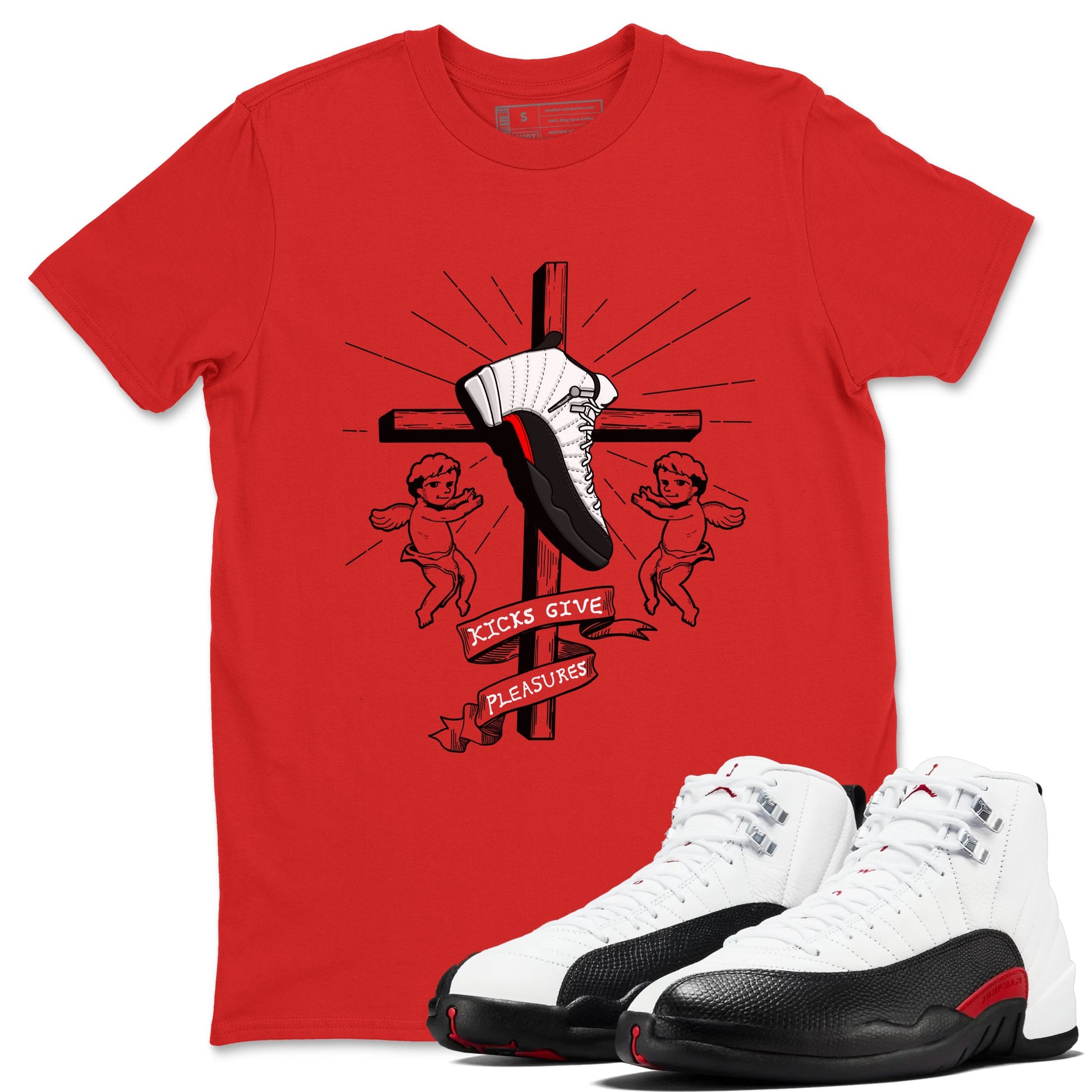Air Jordan 12 Red Taxi shirts to match jordans Kicks Give Pleasures sneaker match tees 12s Red Taxi SNRT sneaker release Tees unisex cotton Red 1 crew neck shirt