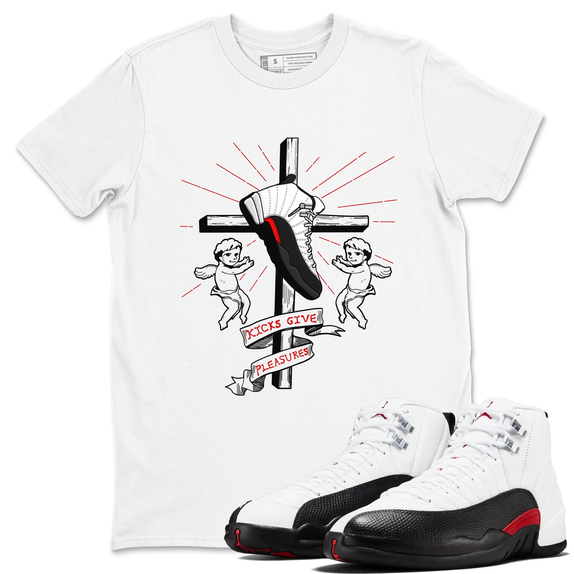 Air Jordan 12 Red Taxi shirts to match jordans Kicks Give Pleasures sneaker match tees 12s Red Taxi SNRT sneaker release Tees unisex cotton White 1 crew neck shirt